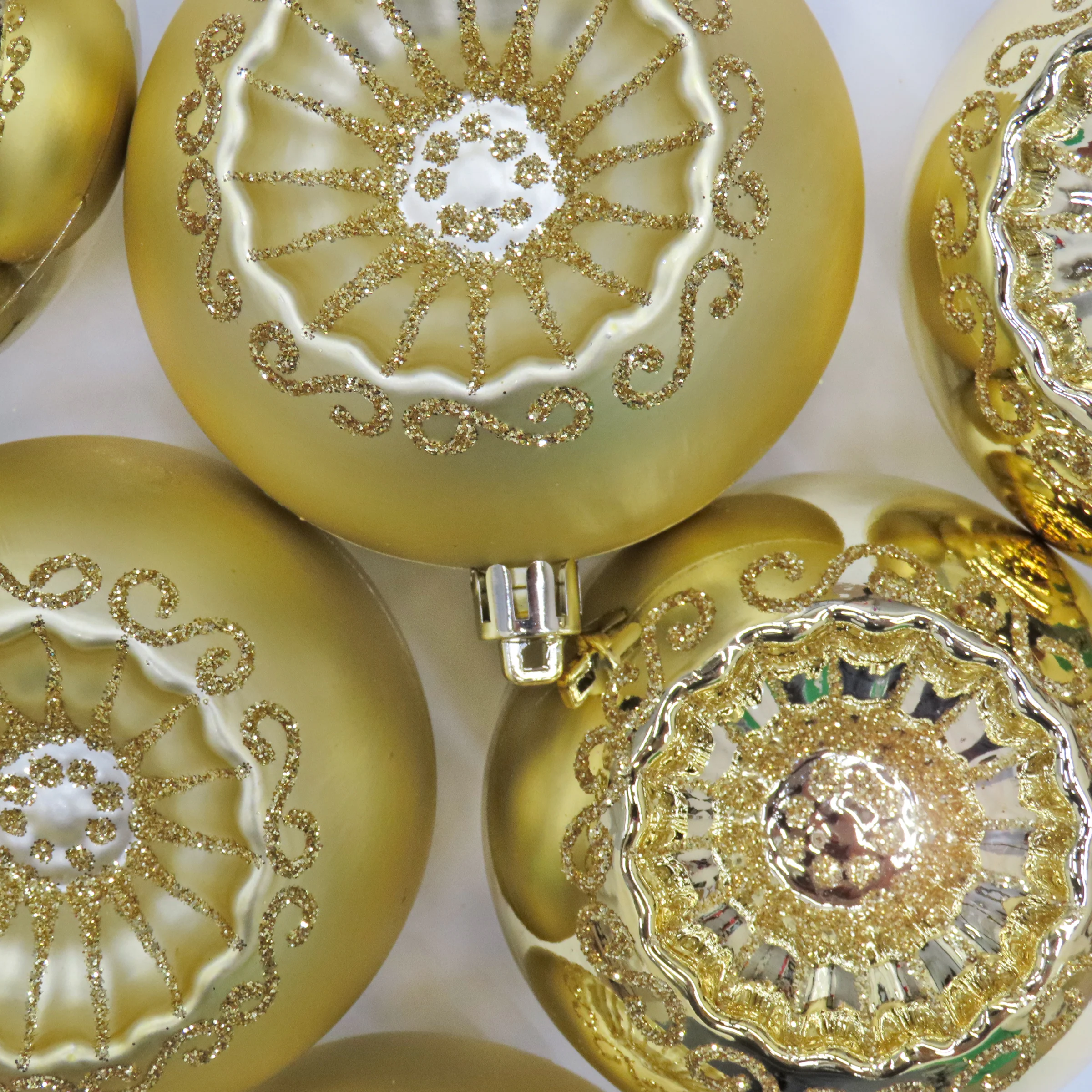 6-Piece Shatterproof Glittering Gold Ornaments - Image 3