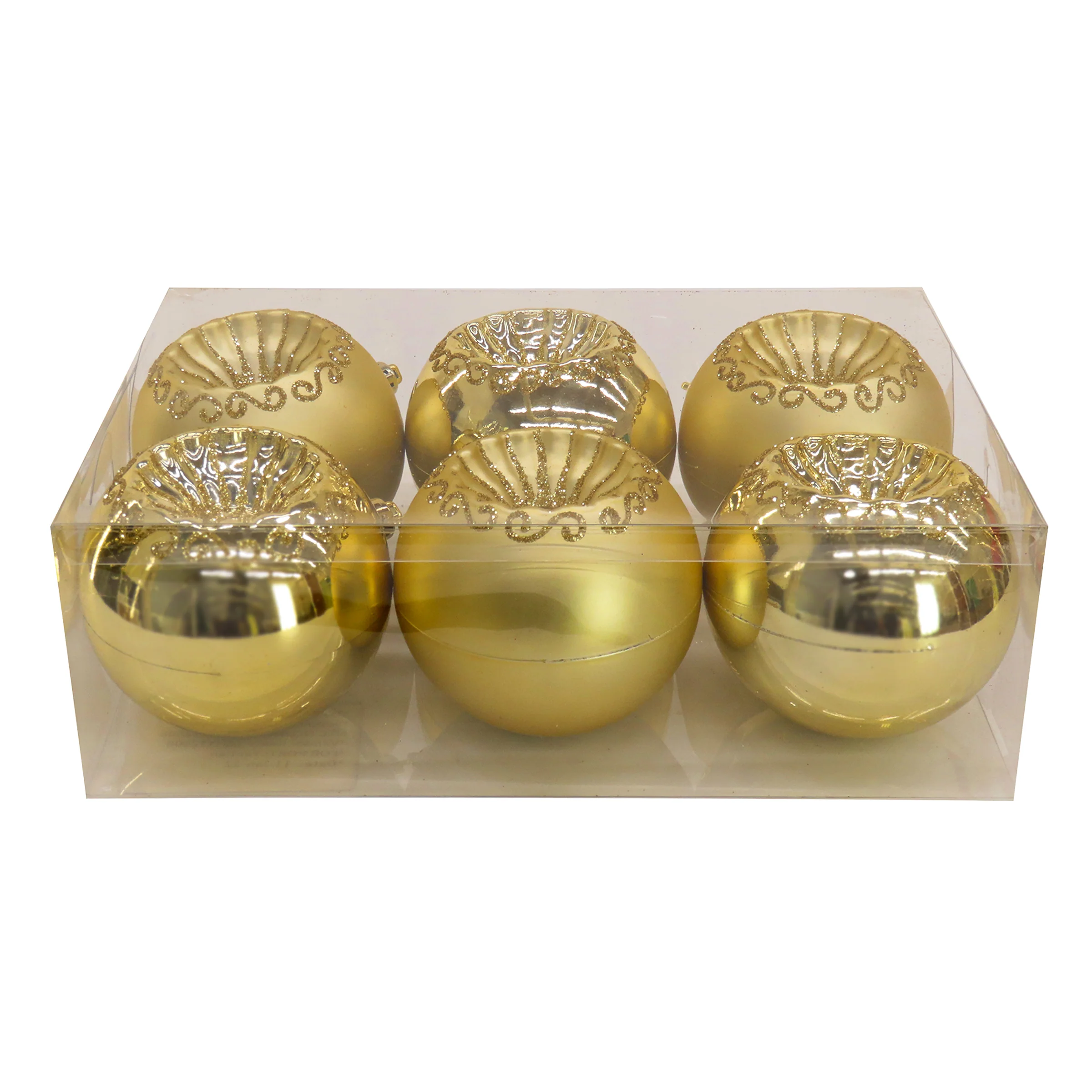 6-Piece Shatterproof Glittering Gold Ornaments - Image 4