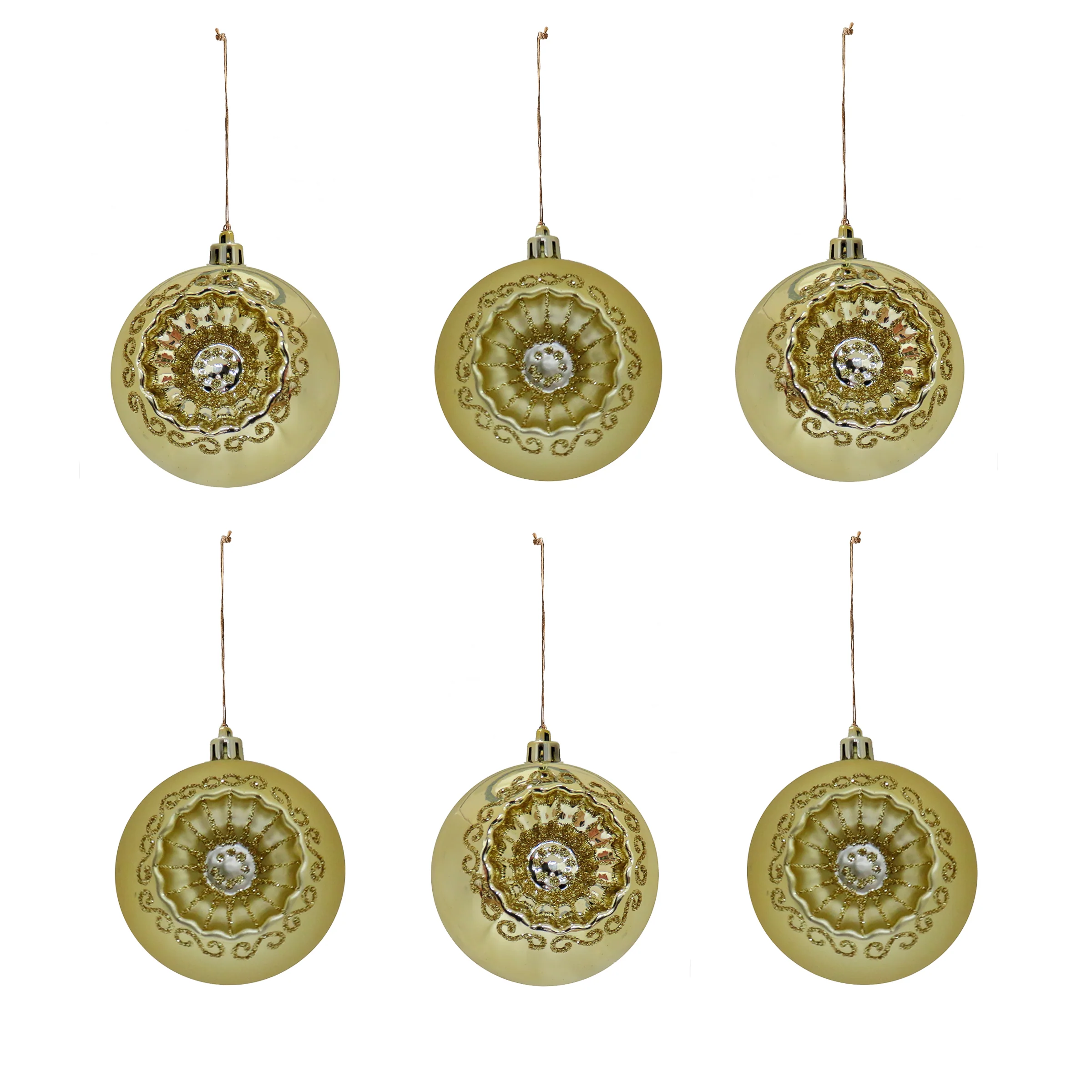 6-Piece Shatterproof Glittering Gold Ornaments - Image 5