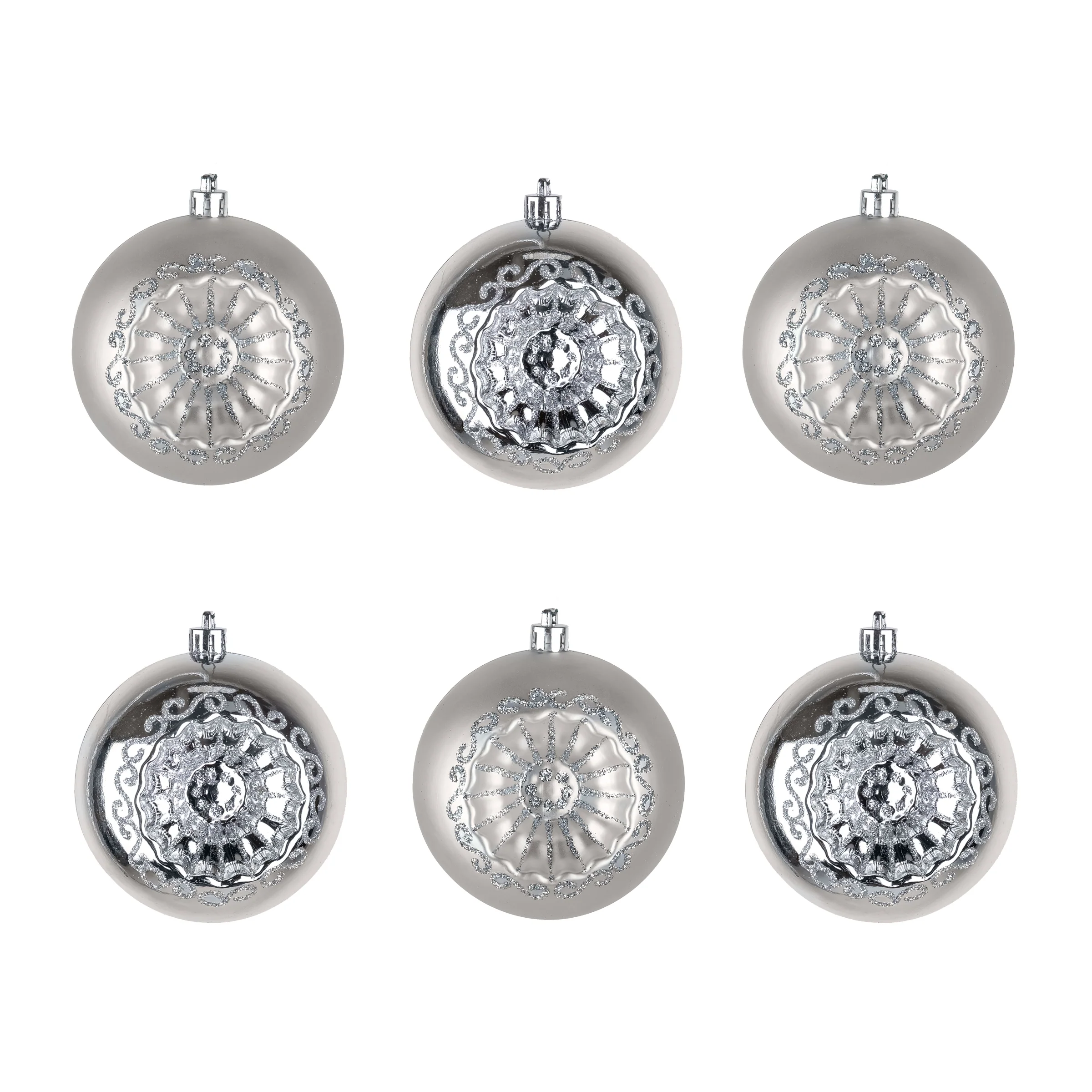 6-Piece Shatterproof Glittering Silver Ornaments - Image 6