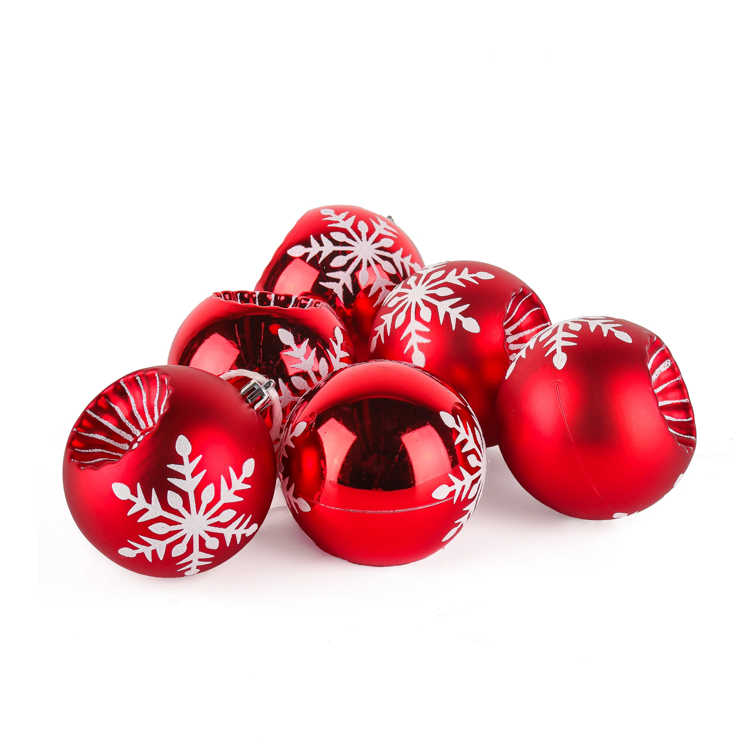 6-Piece Shatterproof Snowflake Red Ornaments - Image 3