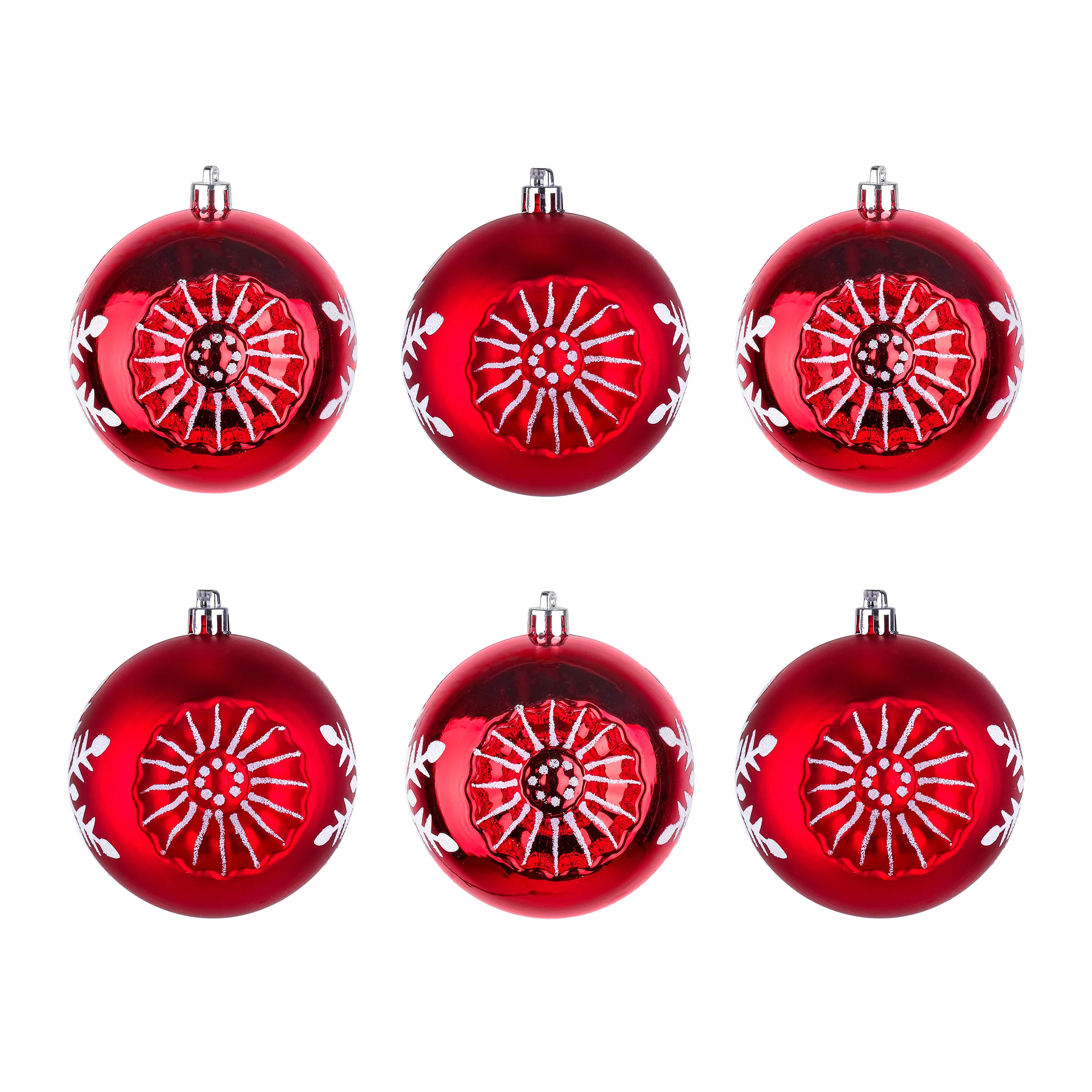 6-Piece Shatterproof Snowflake Red Ornaments - Image 6