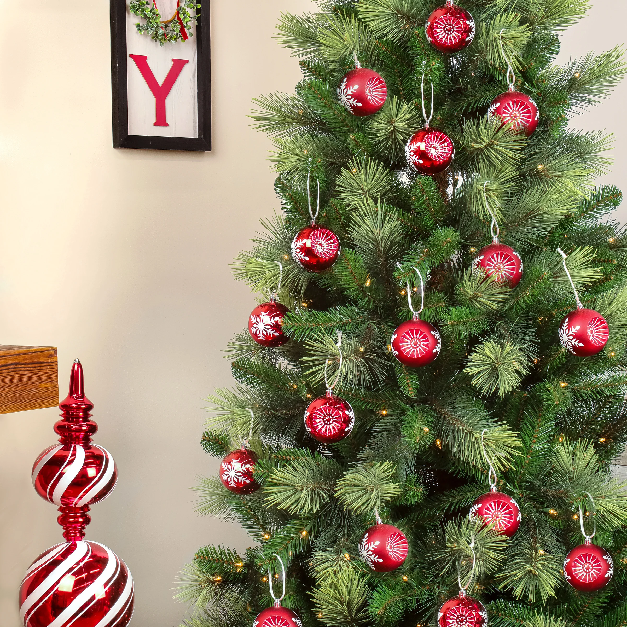 6-Piece Shatterproof Snowflake Red Ornaments - Image 7