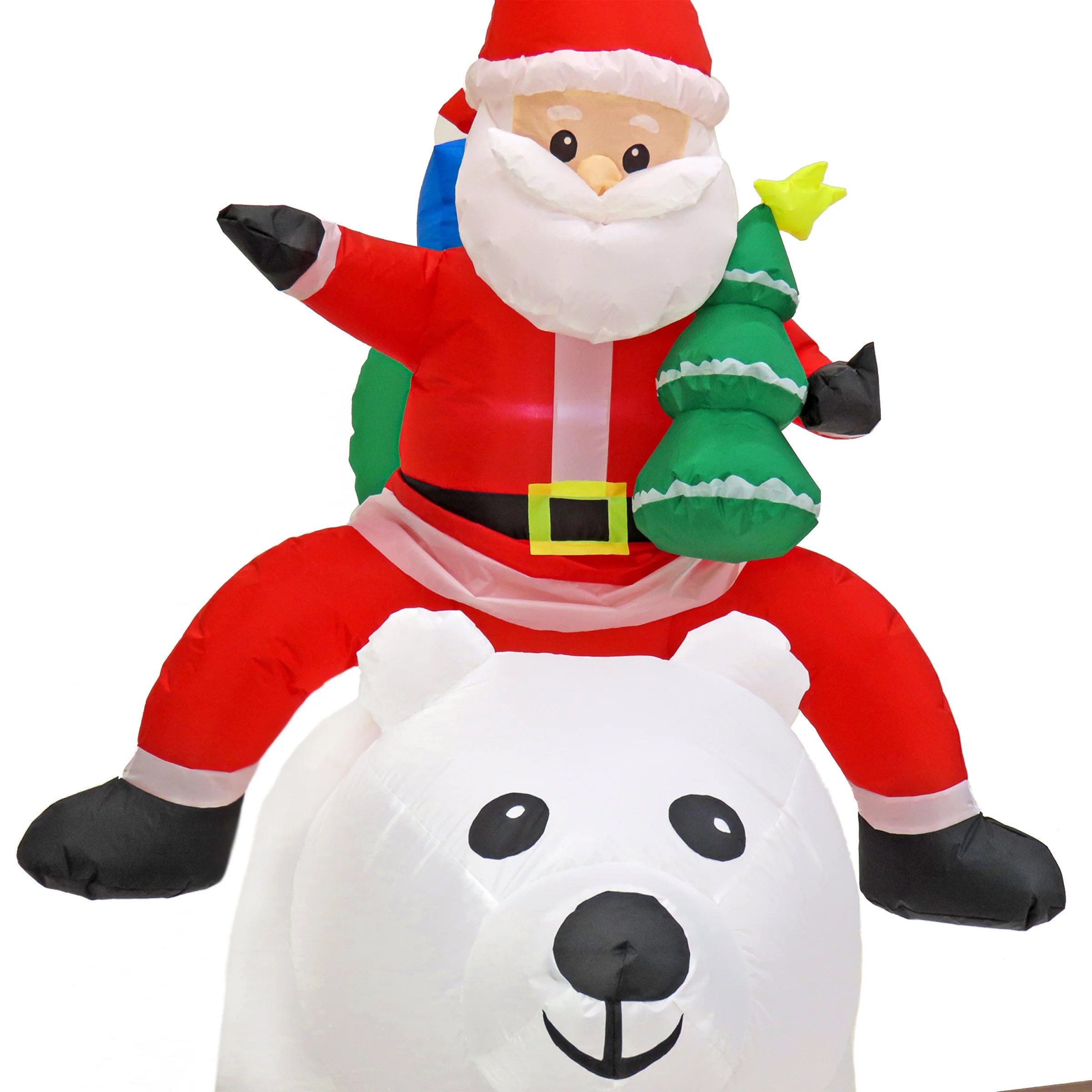 6 ft. Inflatable Santa Riding Polar Bear, Plug-In - Image 3