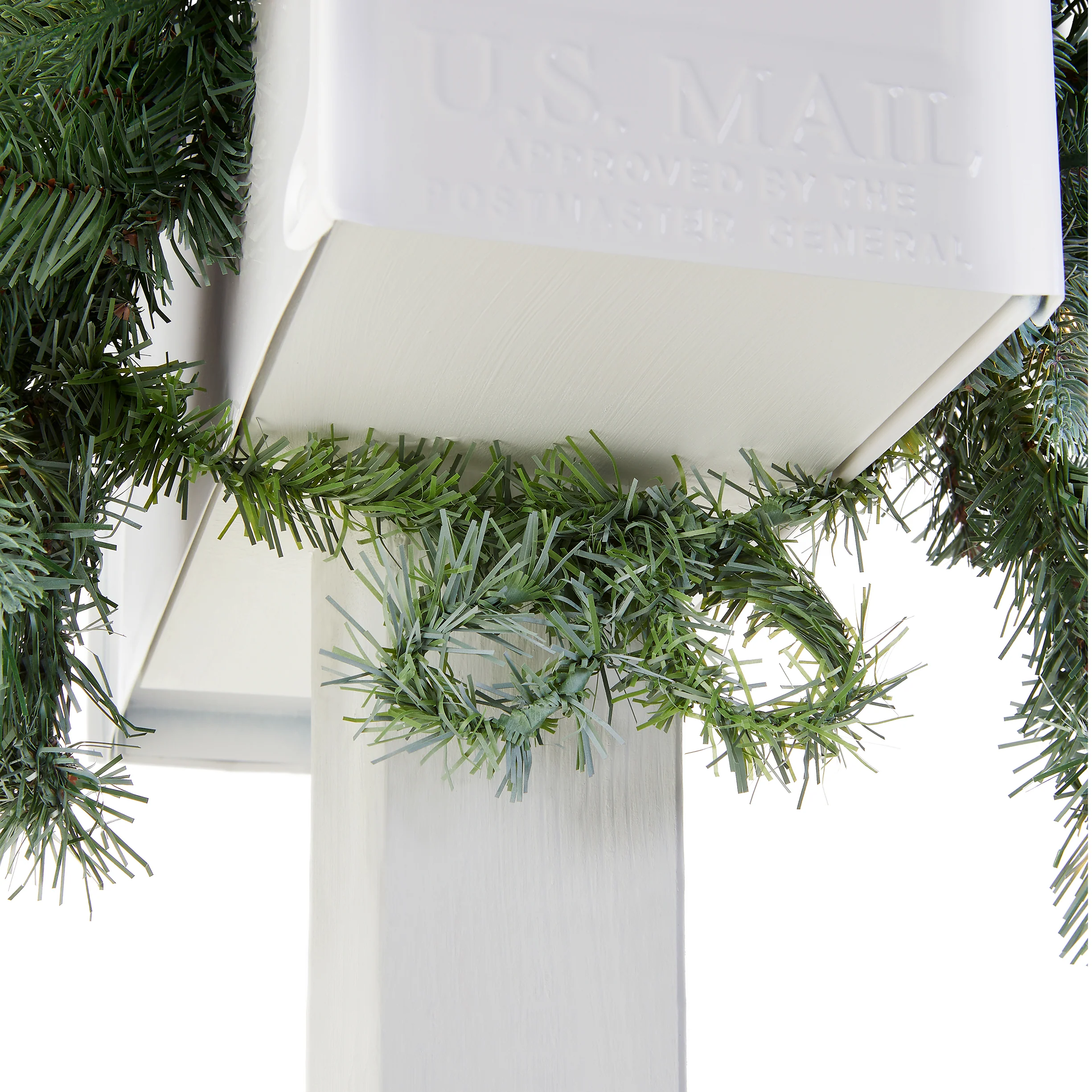 36 in. Pre-Lit Frosted Arctic Spruce Mailbox Swag with LED Lights - Image 4
