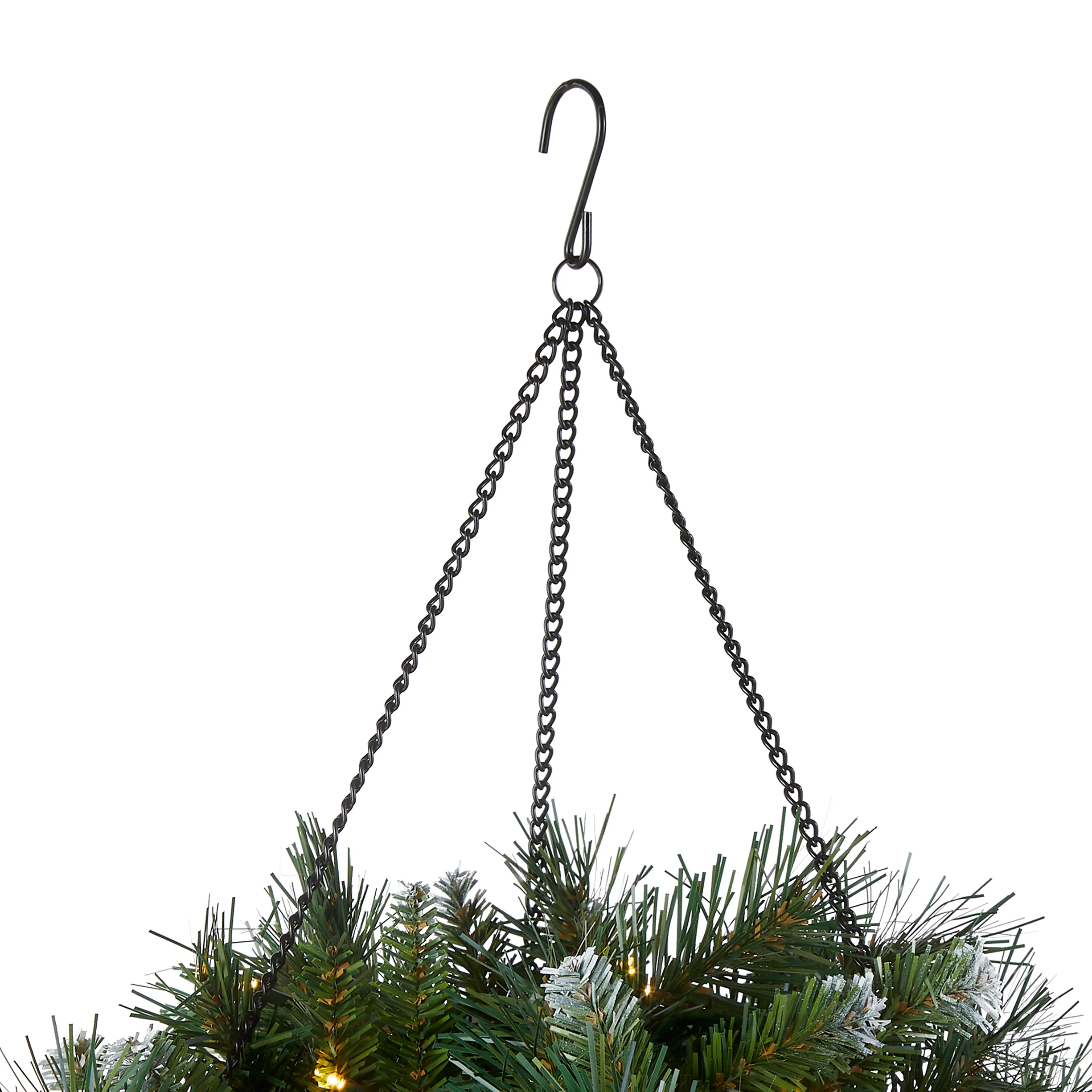 20 in. Pre-Lit  Frosted Berry Hanging Basket with LED Lights - Image 5