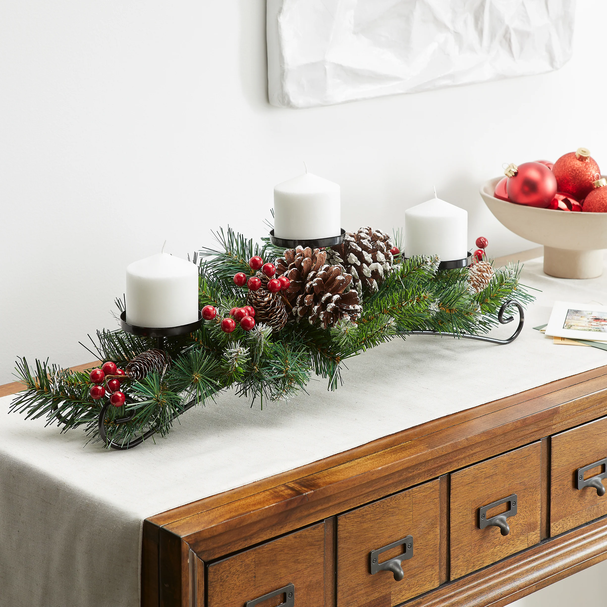 30 in. Frosted Berry Frosted Berry Centerpiece and Candle Holder - Image 3
