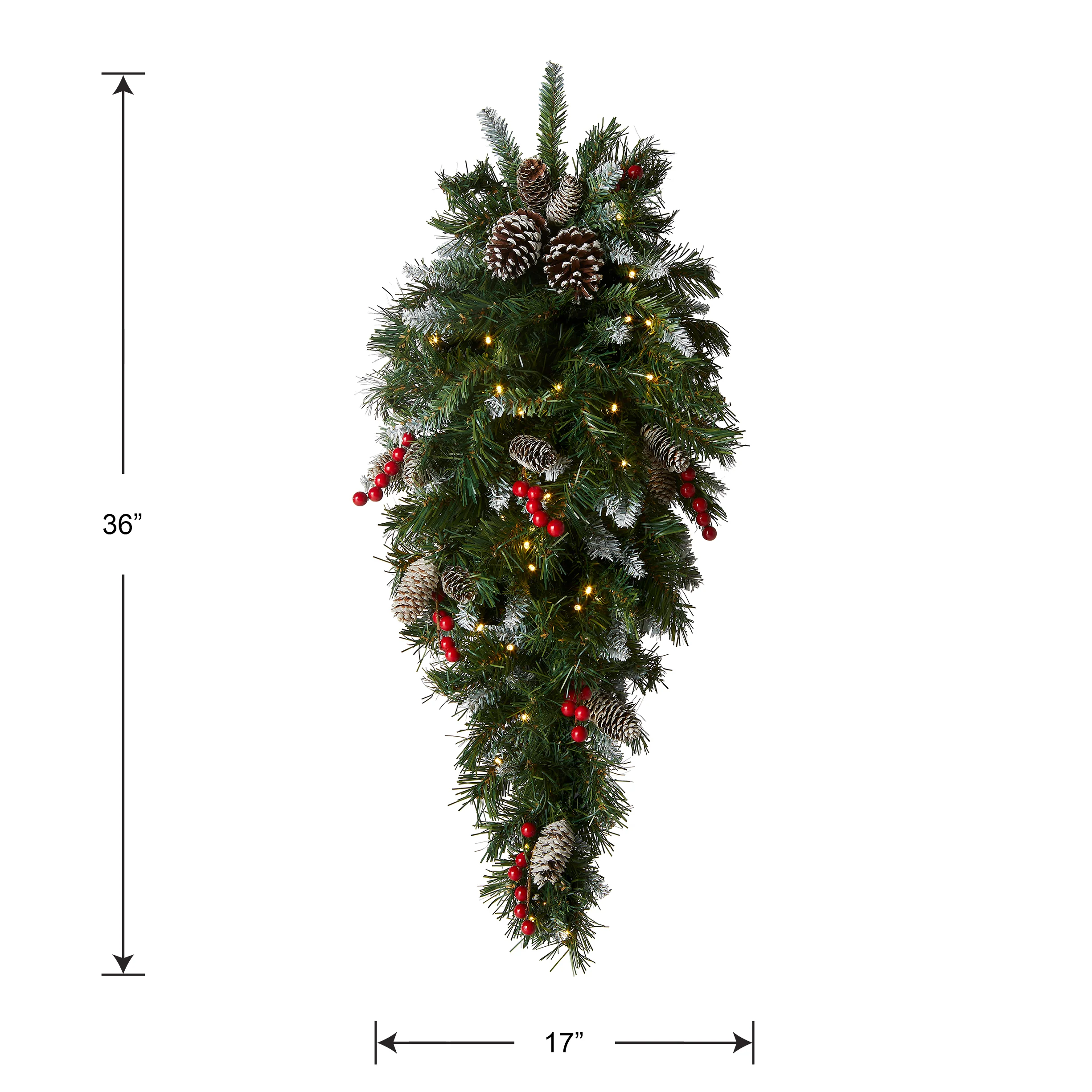 36 in. Pre-Lit Frosted Berry Teardrop with LED Lights - Image 4