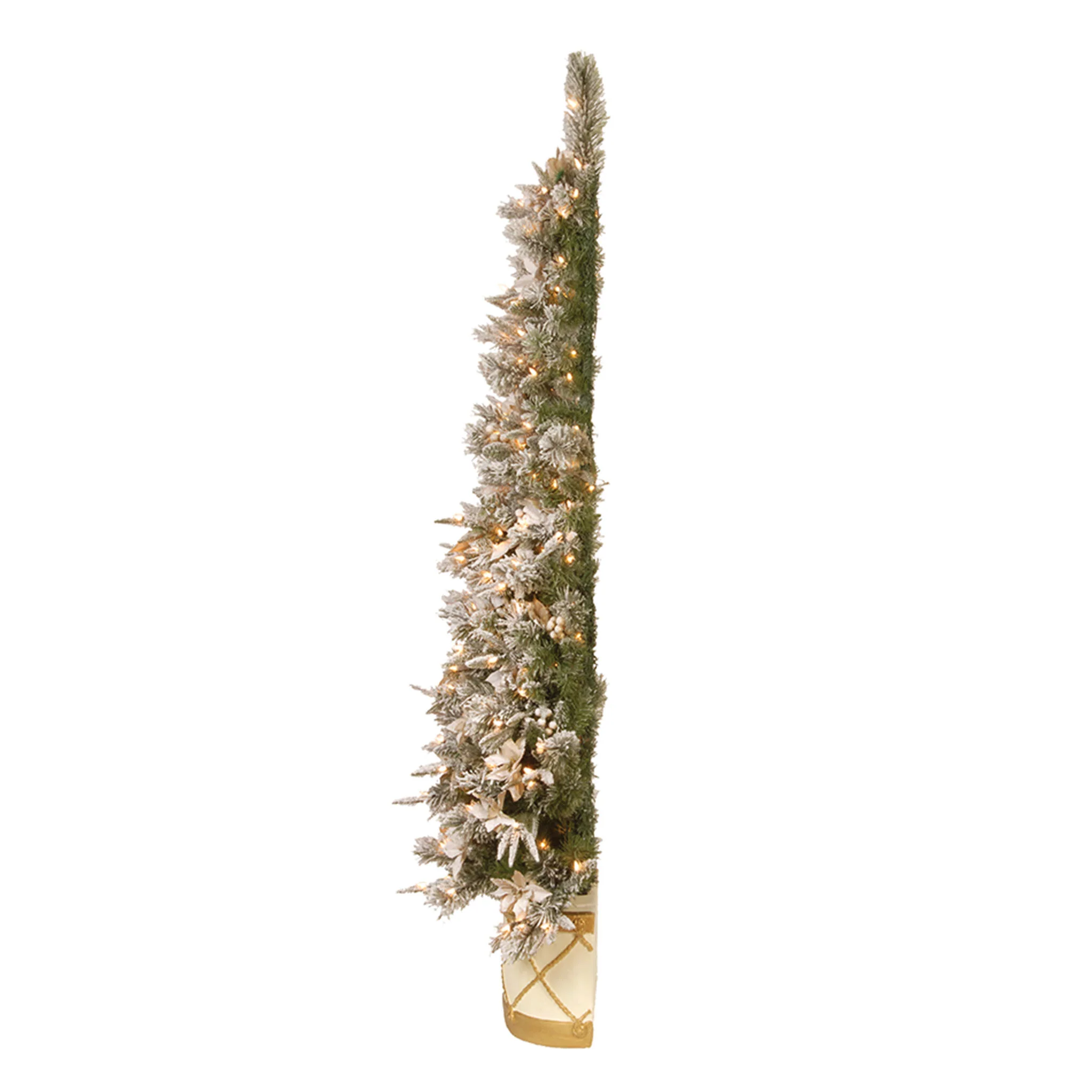 6 ft. Pre-Lit Frosted Colonial Slim Half Tree with Clear Lights, Plug-In - Image 3