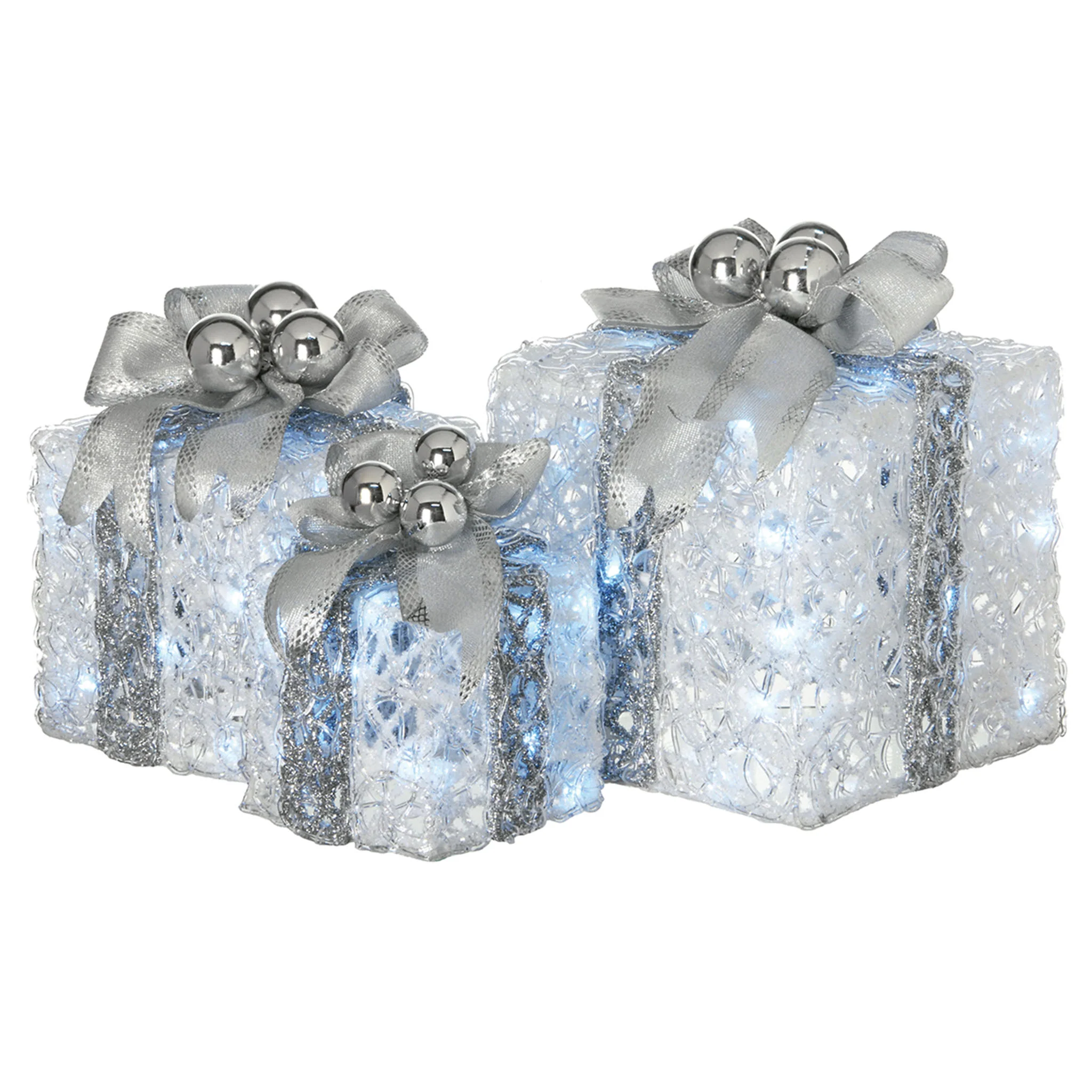 Pre-Lit Decorated White Gift Box Assortment, Plug-In - Image 4