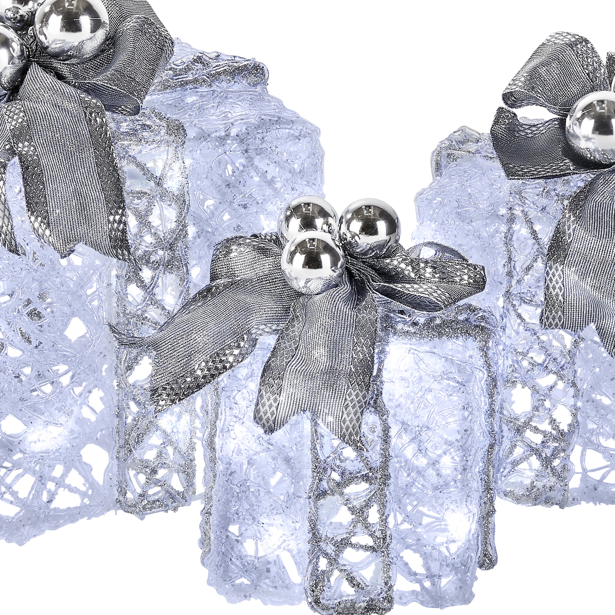 Pre-Lit Decorated White Gift Box Assortment, Plug-In - Image 6