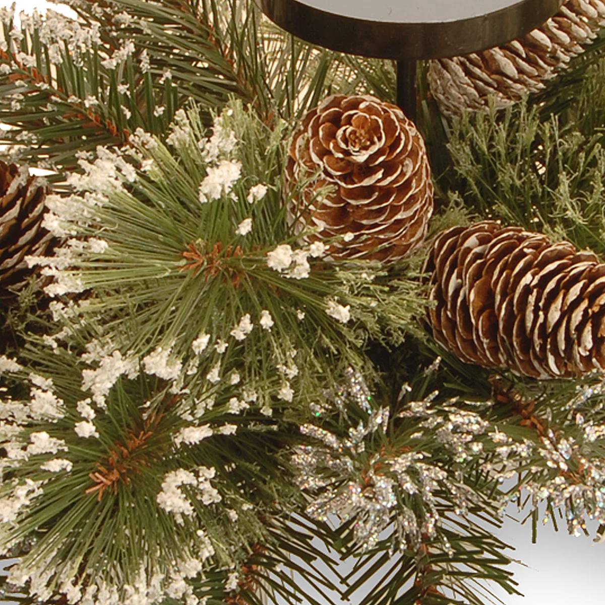 30 in. Glittery Bristle Pine Centerpiece and Candle Holder - Image 3