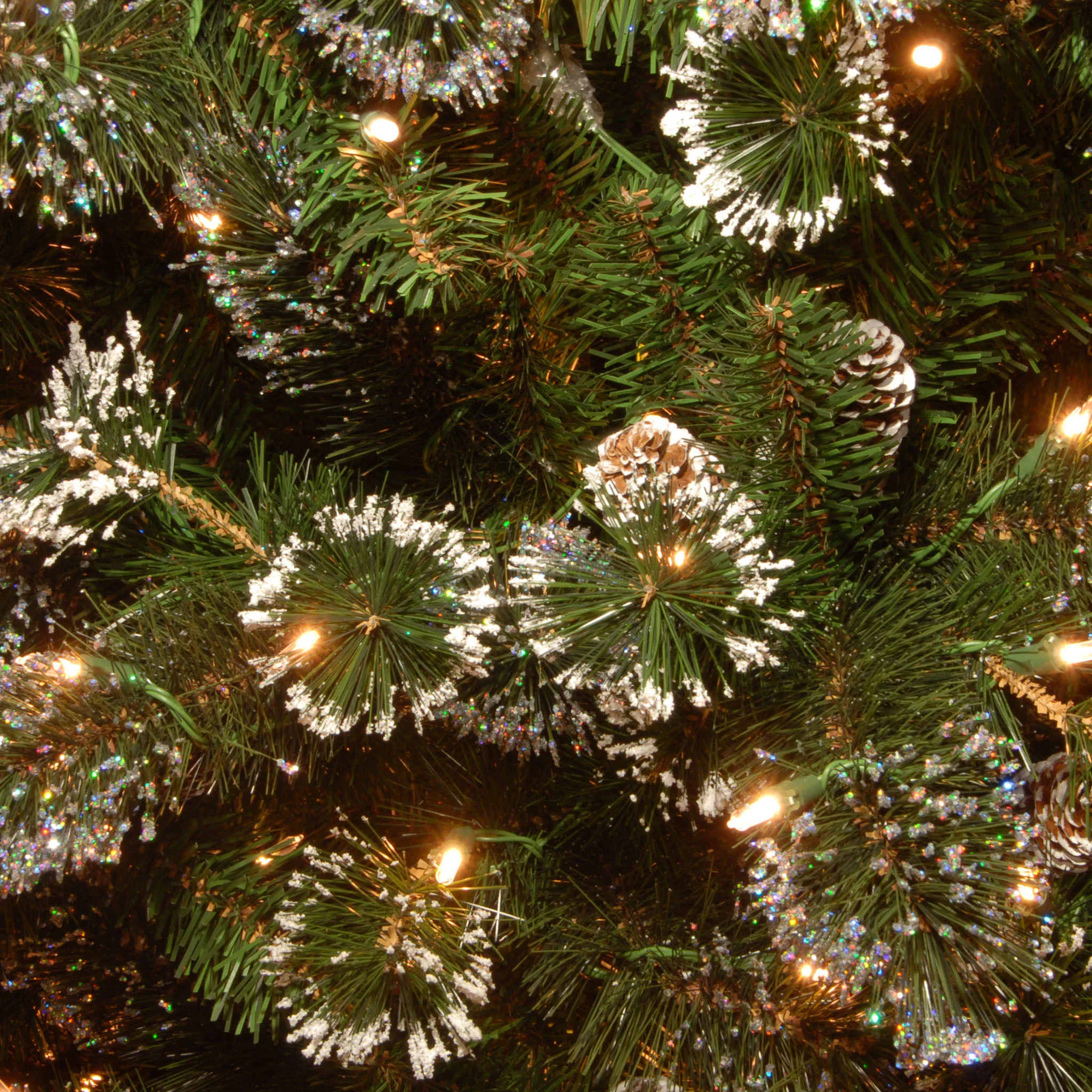 24 in. Pre-Lit Glittery Pine Wreath with Clear Lights - Image 3