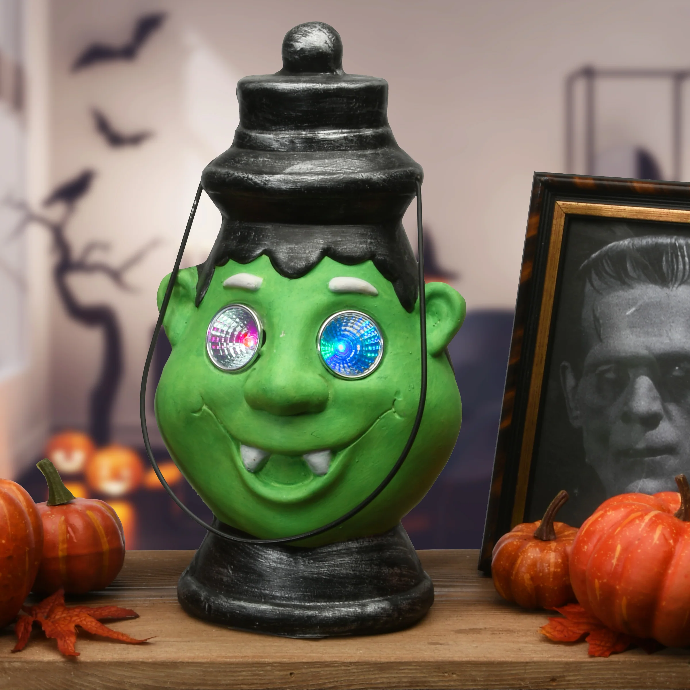 12 in. Halloween Green Frankenstein Lantern with LED Lights - Image 2