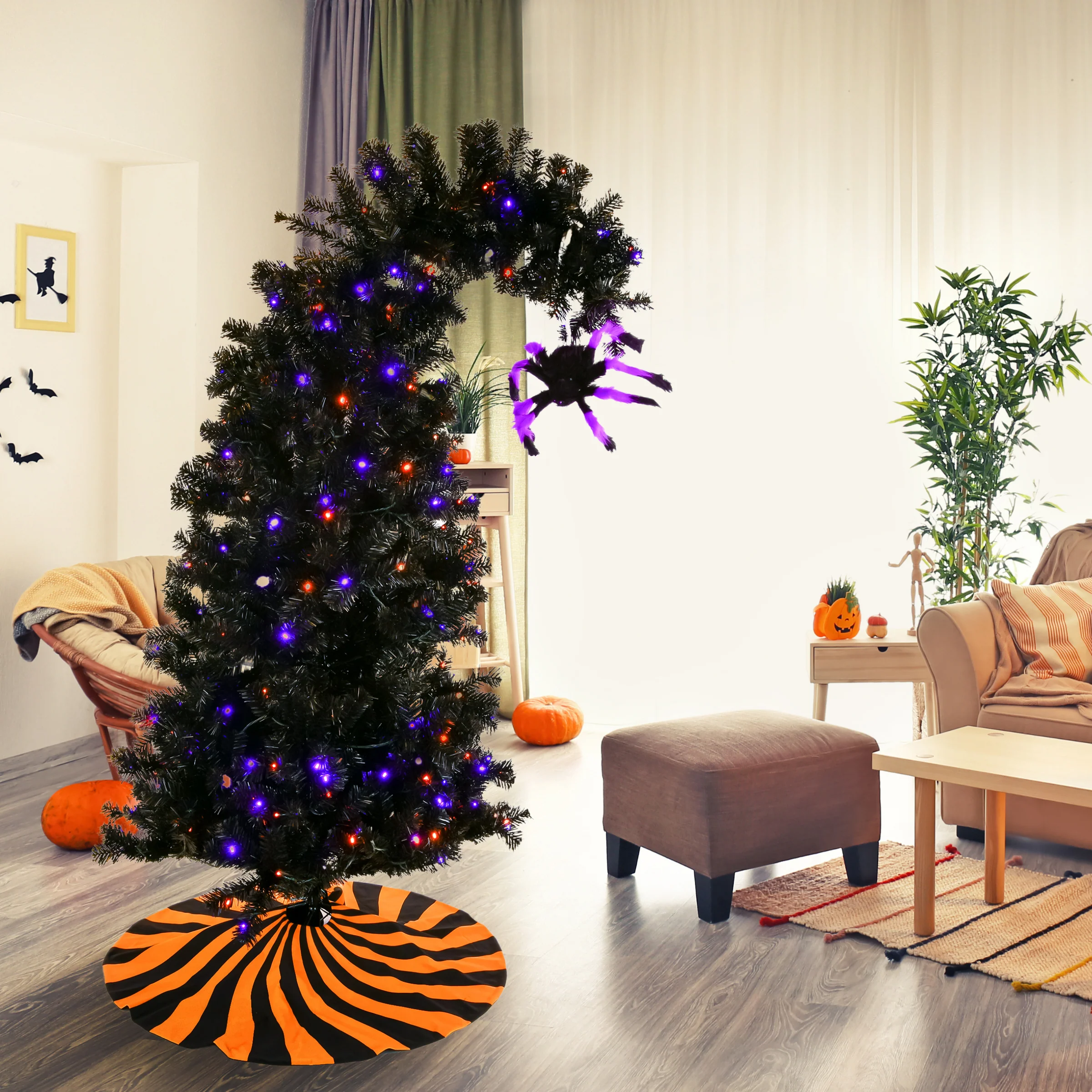 Halloween Hairy Spider Decoration, Black and Purple, 20 Inches - Image 2