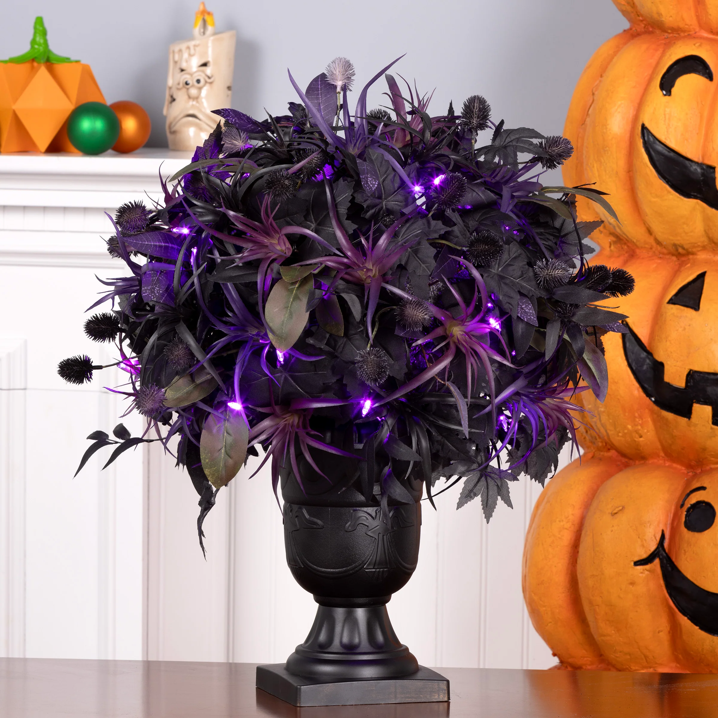 24 in. Halloween Scare in the Air Halloween Potted Plant with LED Lights - Image 2
