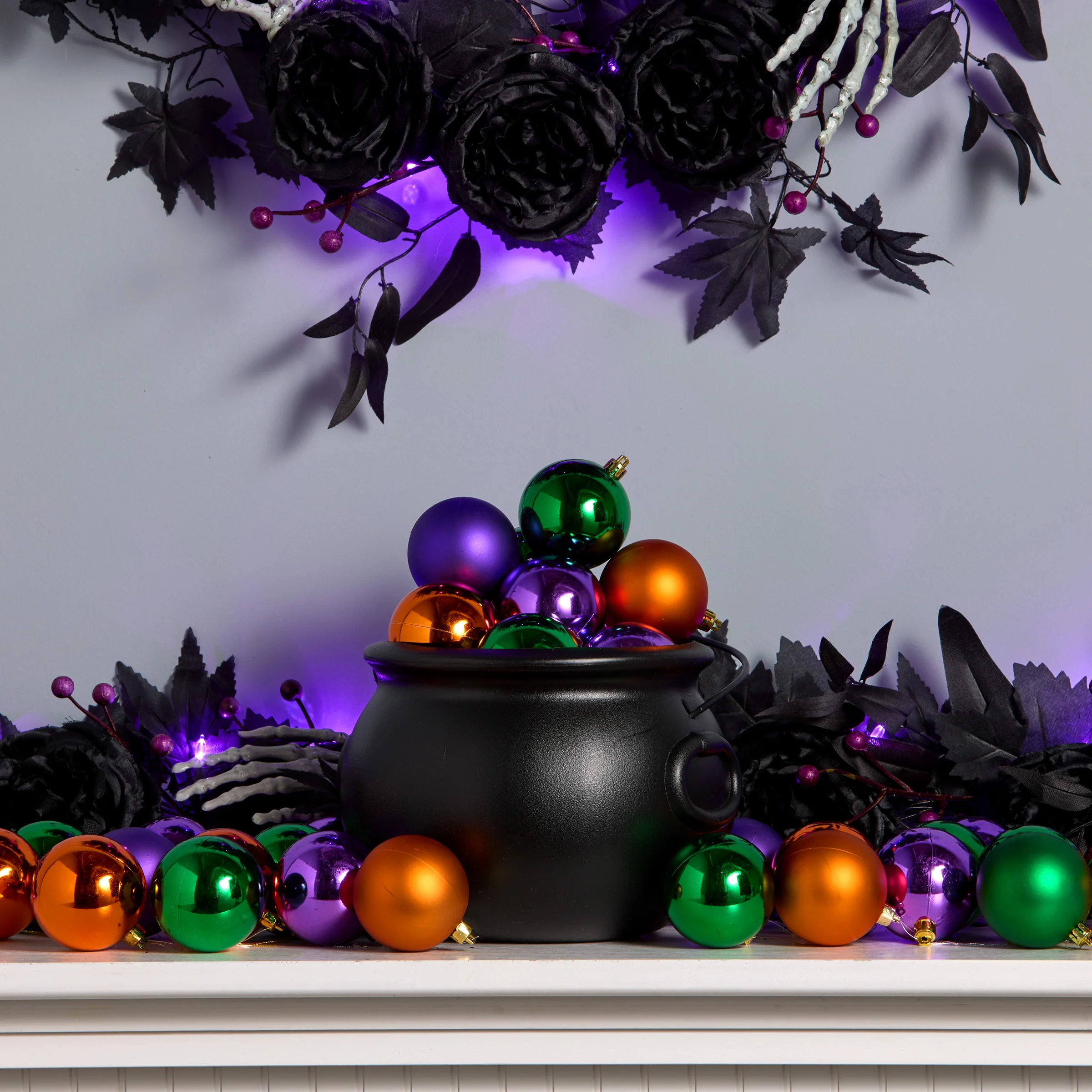 20 in. 50-Piece Halloween Orange, Green and Purple Ball Ornaments Set - Image 2