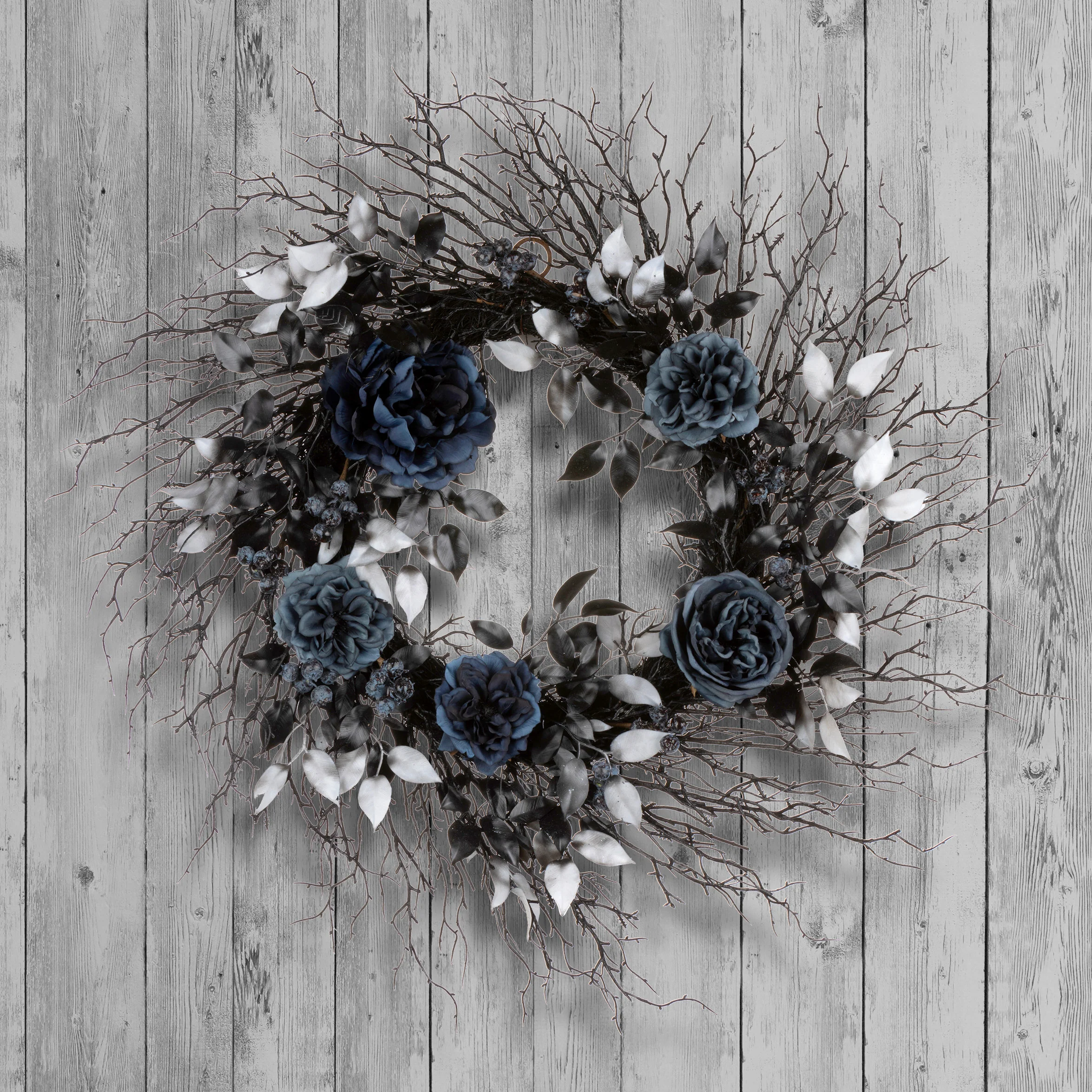24 in. Halloween Deadwood and Roses Wreath - Image 2