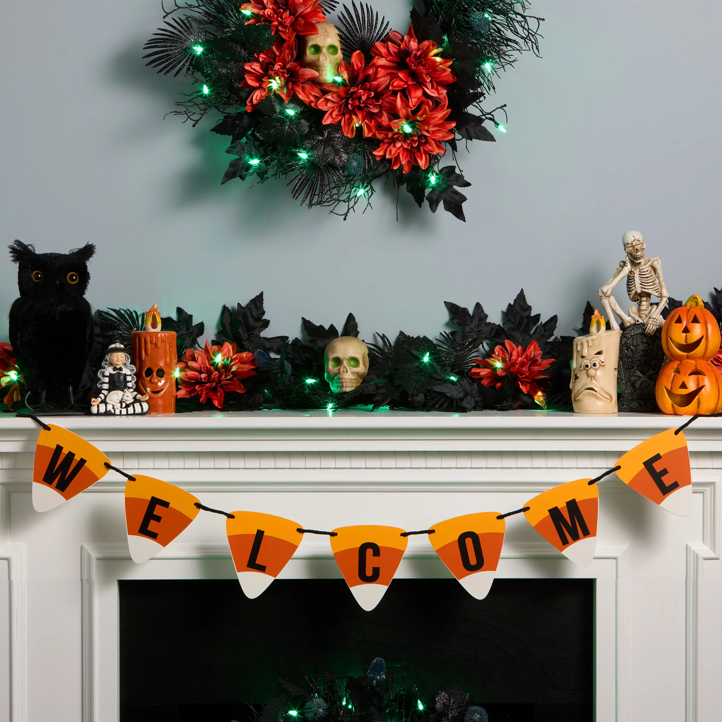 31 in. Halloween Candy Corn Welcome Hanging Banner - Image 2