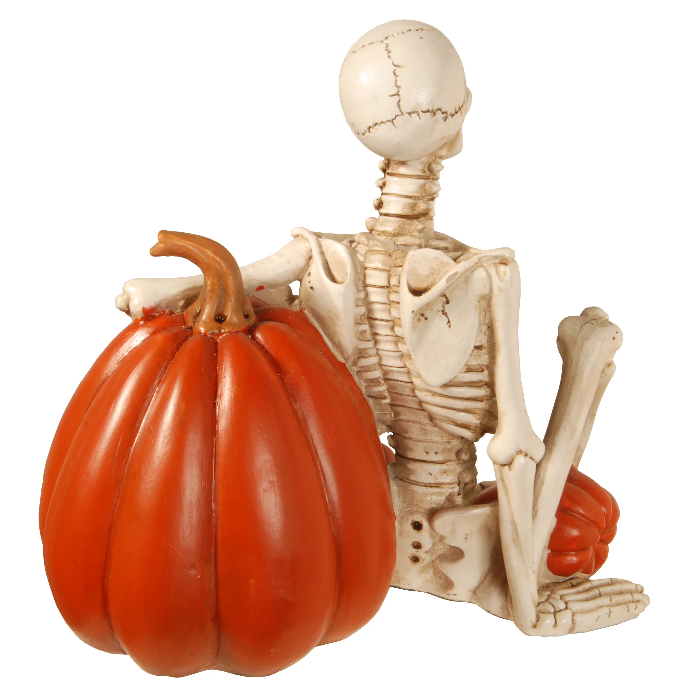 9 in. Halloween Skeleton and Jack O Lantern Decoration with LED Lights - Image 3