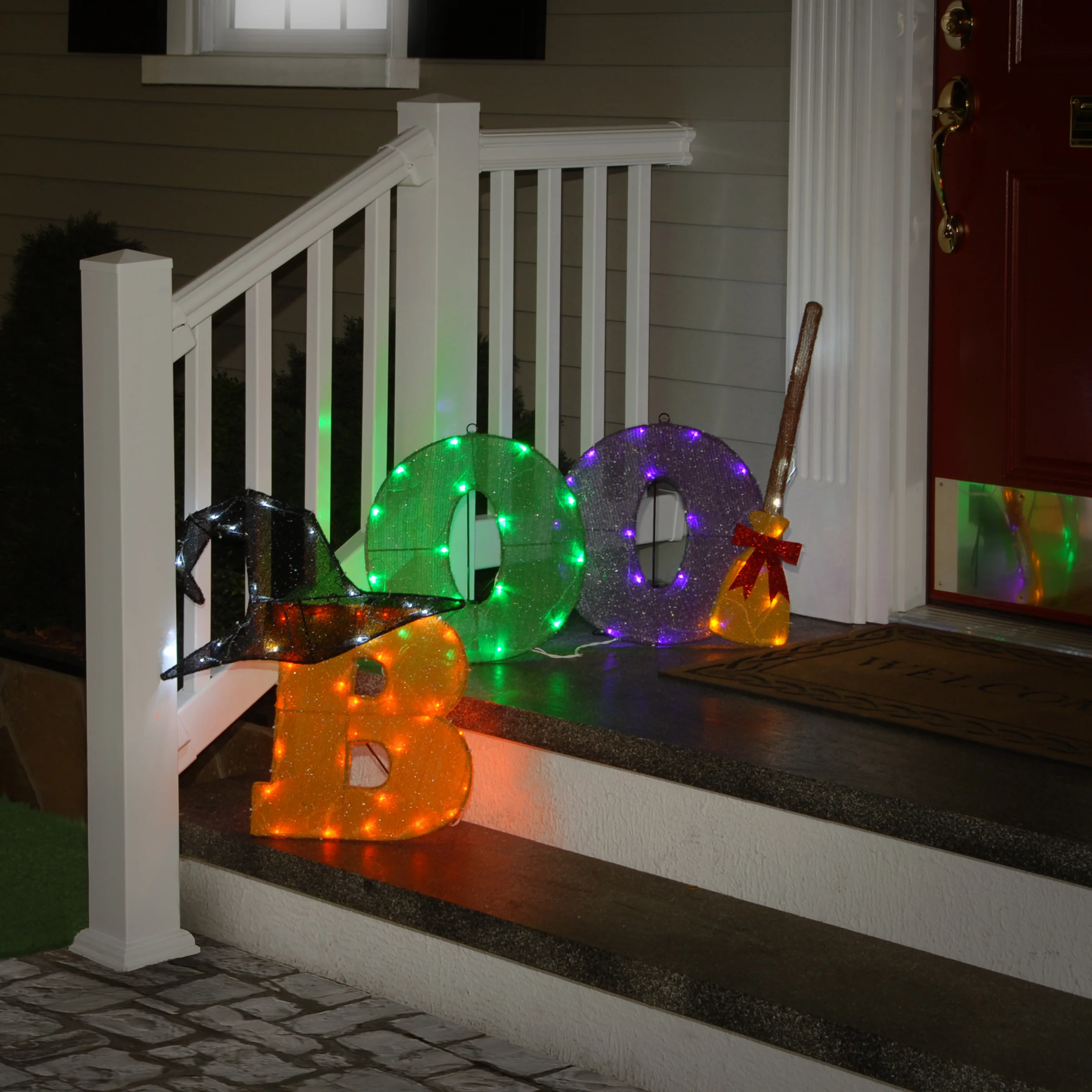 23 in. Halloween Pre-Lit BOO Light Up Sign Outdoor Decoration with LED Lights, Plug-In - Image 2