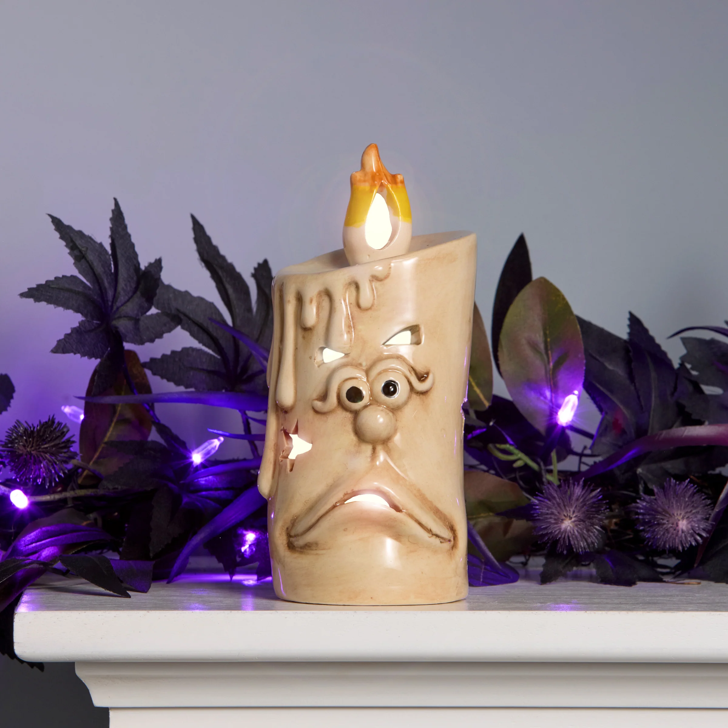 7 in. Halloween Ghostface Porcelain Candle with Multicolor LED Lights - Image 2