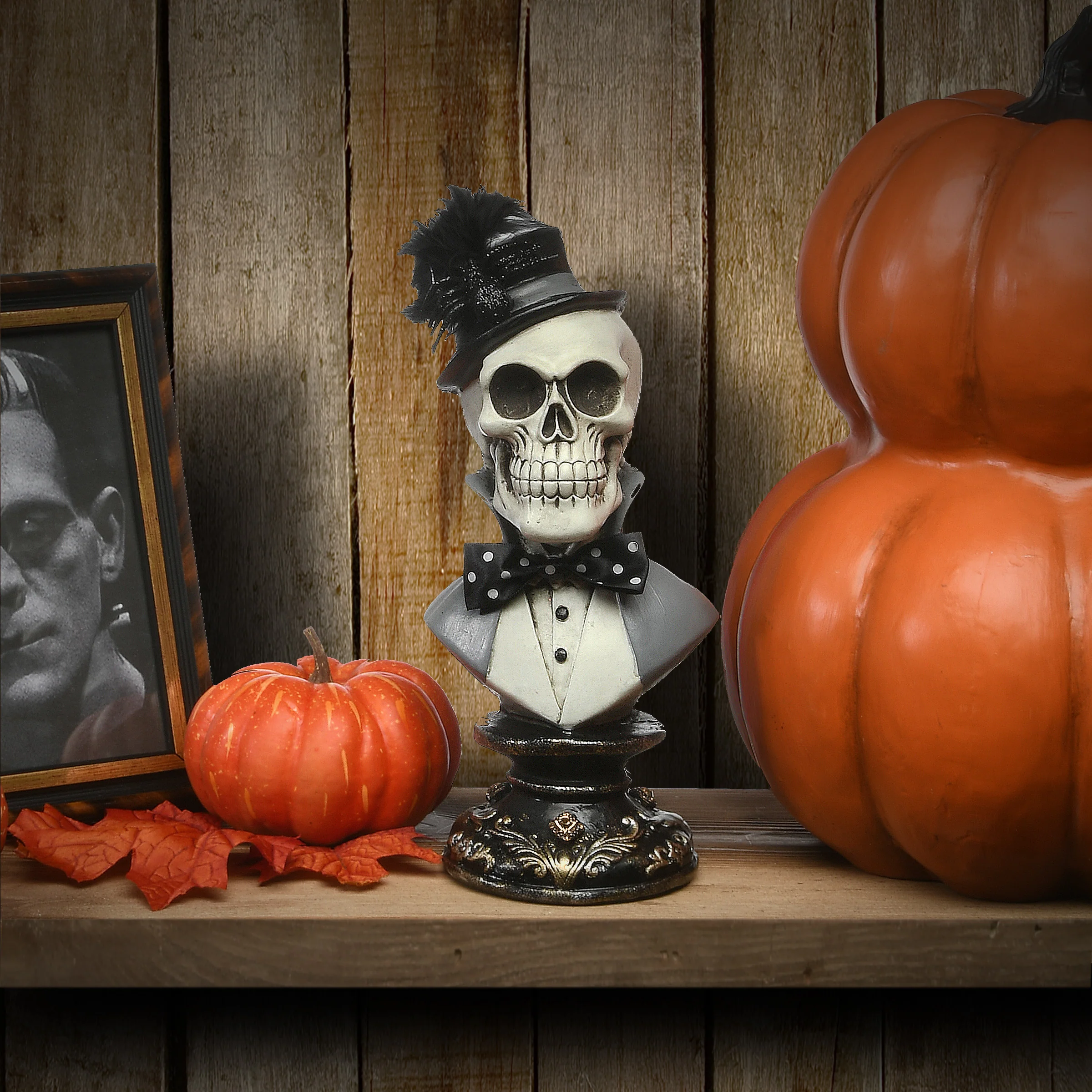 10 in. Halloween Male Skeleton Bust Decoration - Image 2