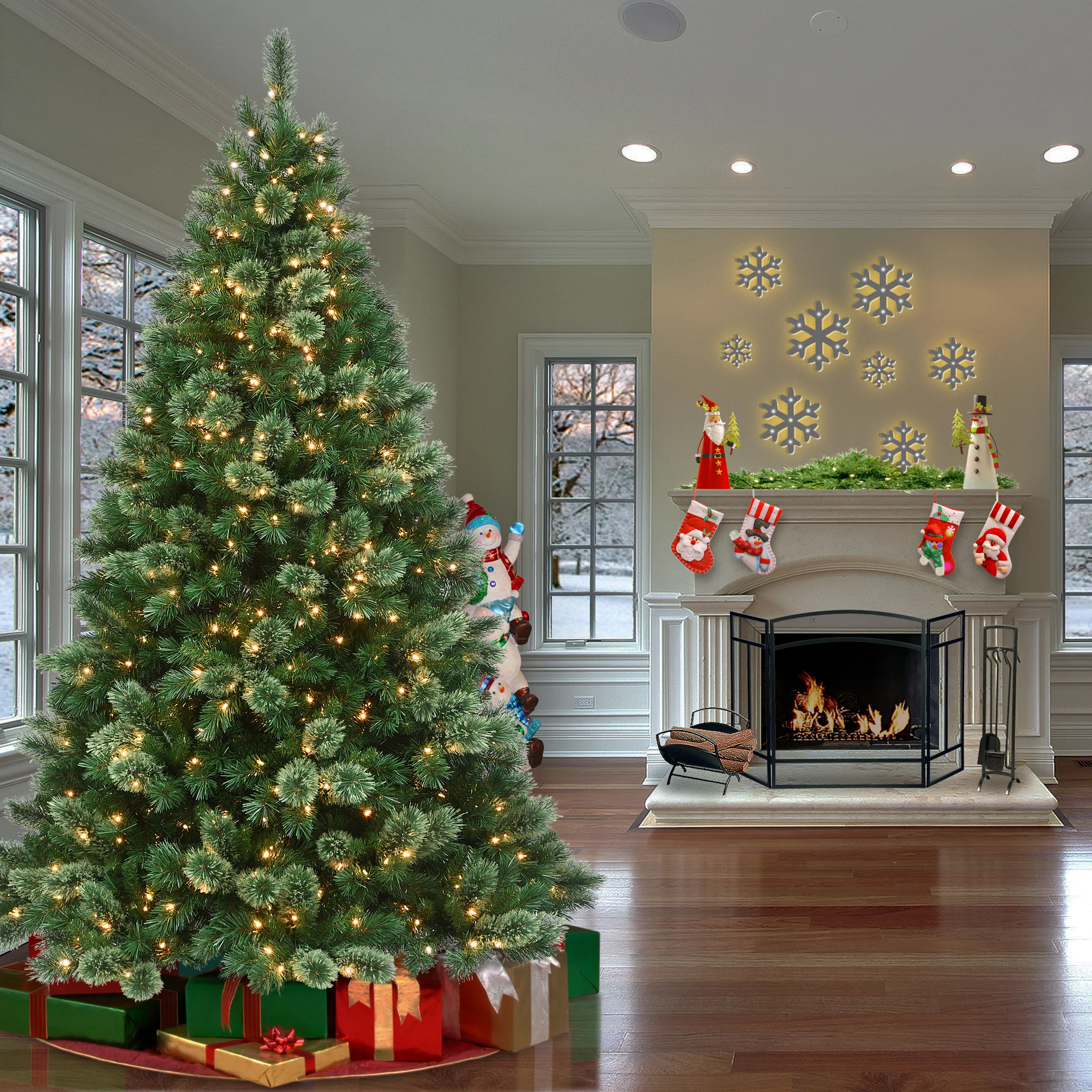 7.5 ft. Pre-Lit Hamburg Pine Tree with Clear Lights - Image 2