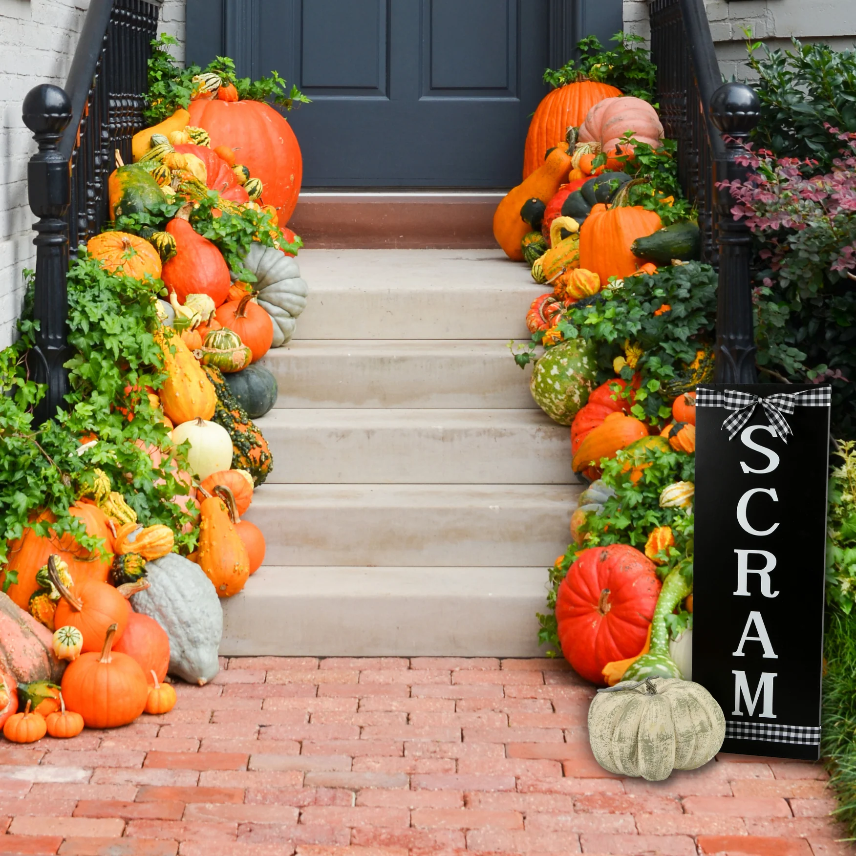 30 in. Halloween Scram Hanging Porch Sign Decoration - Image 2