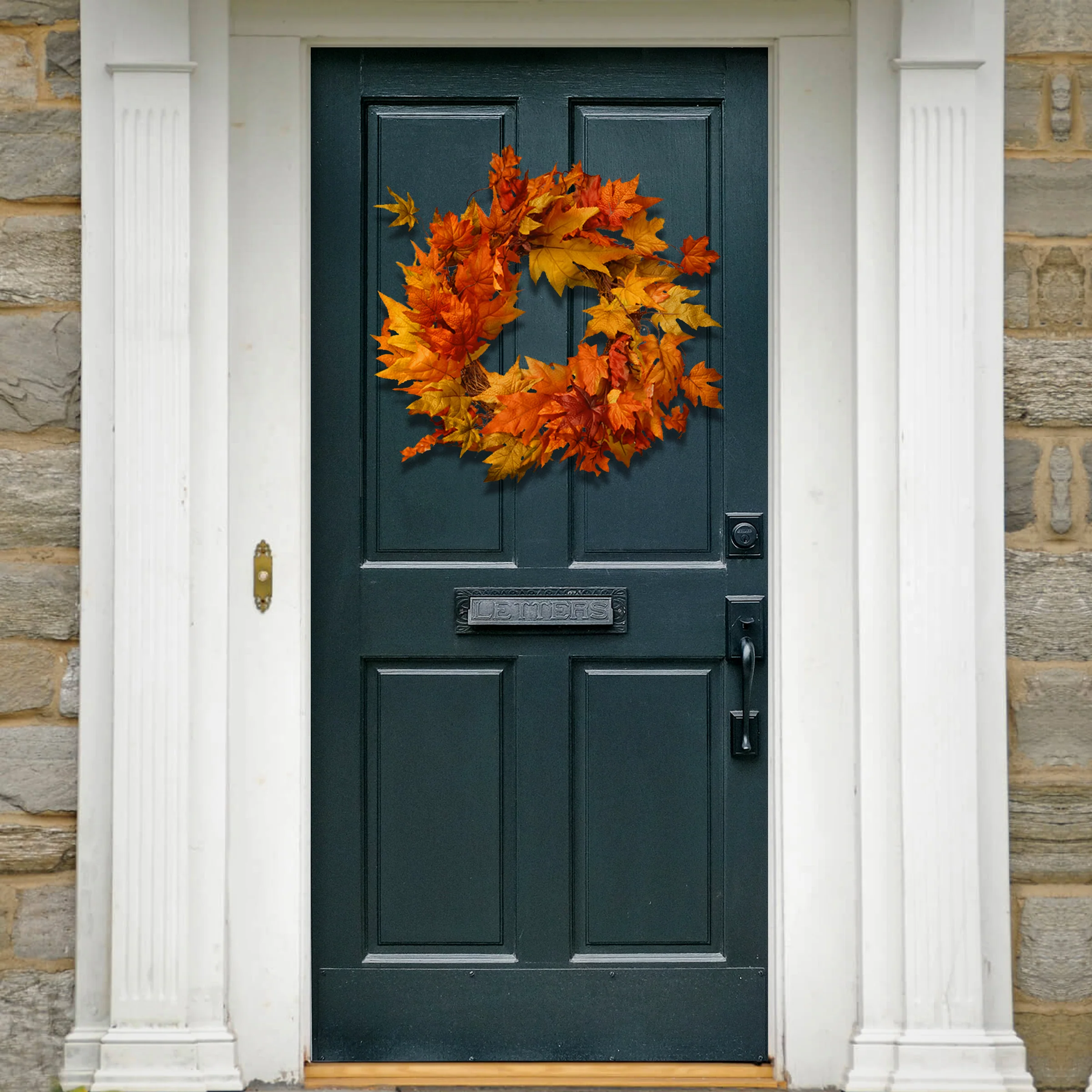 24 in. Fall Wreath with Maple Leaves - Image 2