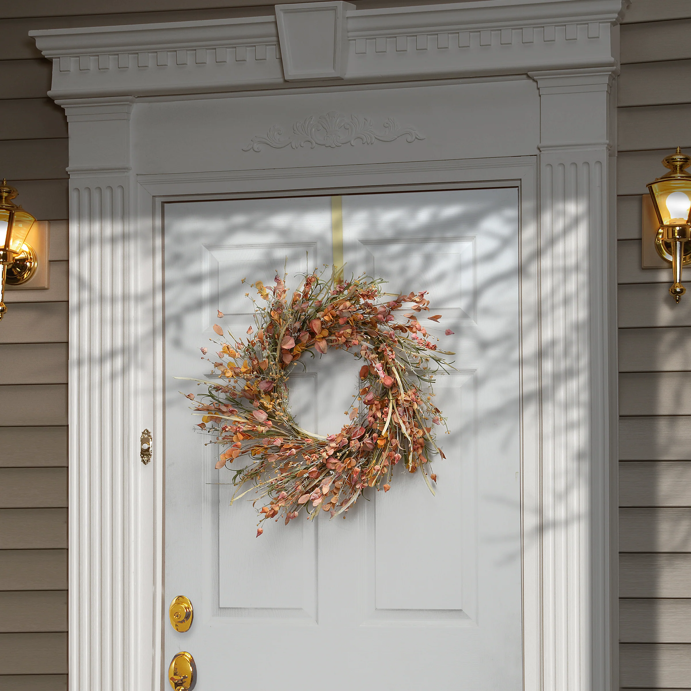 22 in. Fall Wreath with Wildflowers, Stems, Stalks - Image 2