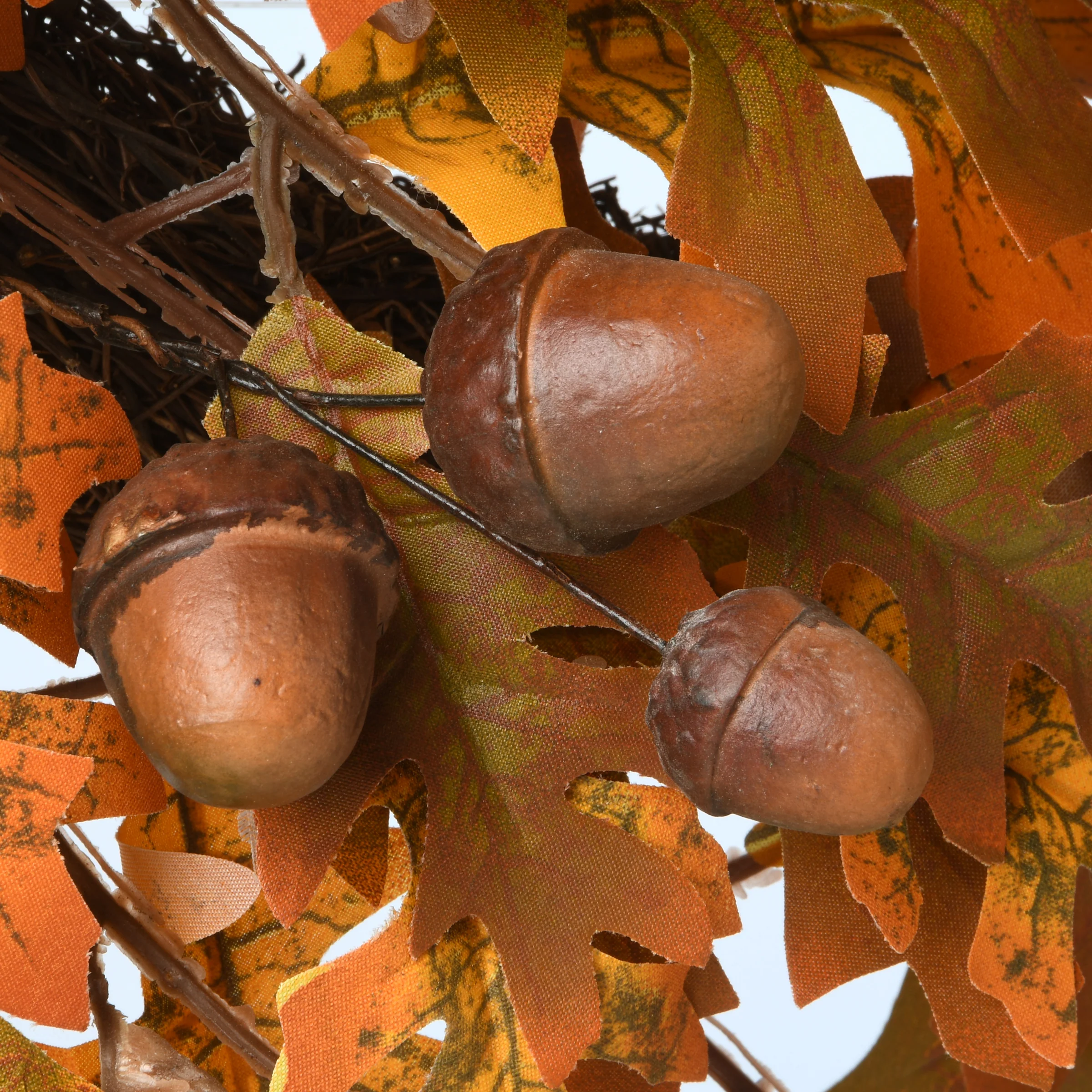 24 in. Fall Wreath with Acorns, Oak Leaves - Image 3