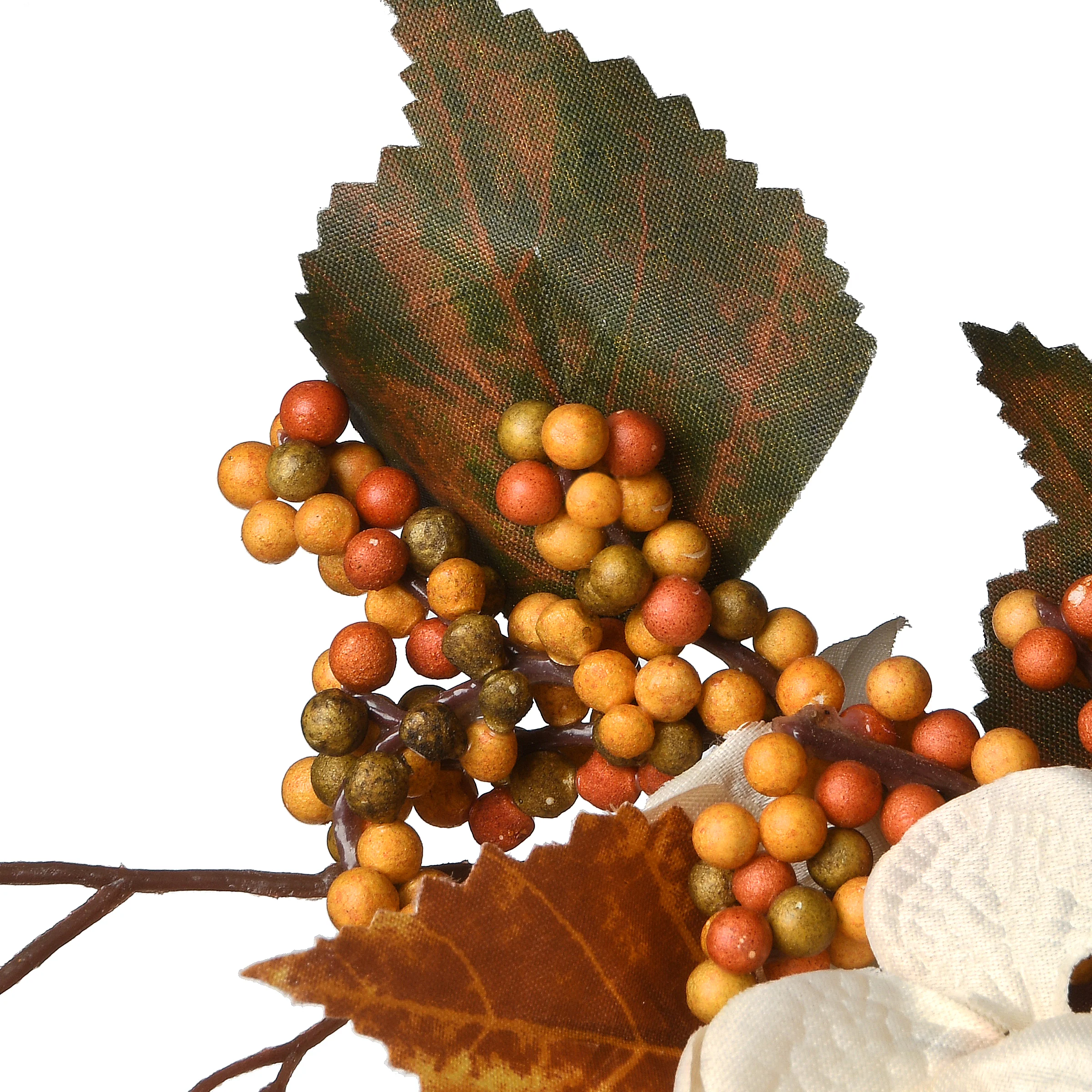 Artificial Autumn Wreath, Decorated with Pinecones, Berry Clusters, Hydrangeas, Leafy Branches, Autumn Collection, 24 in - Image 4