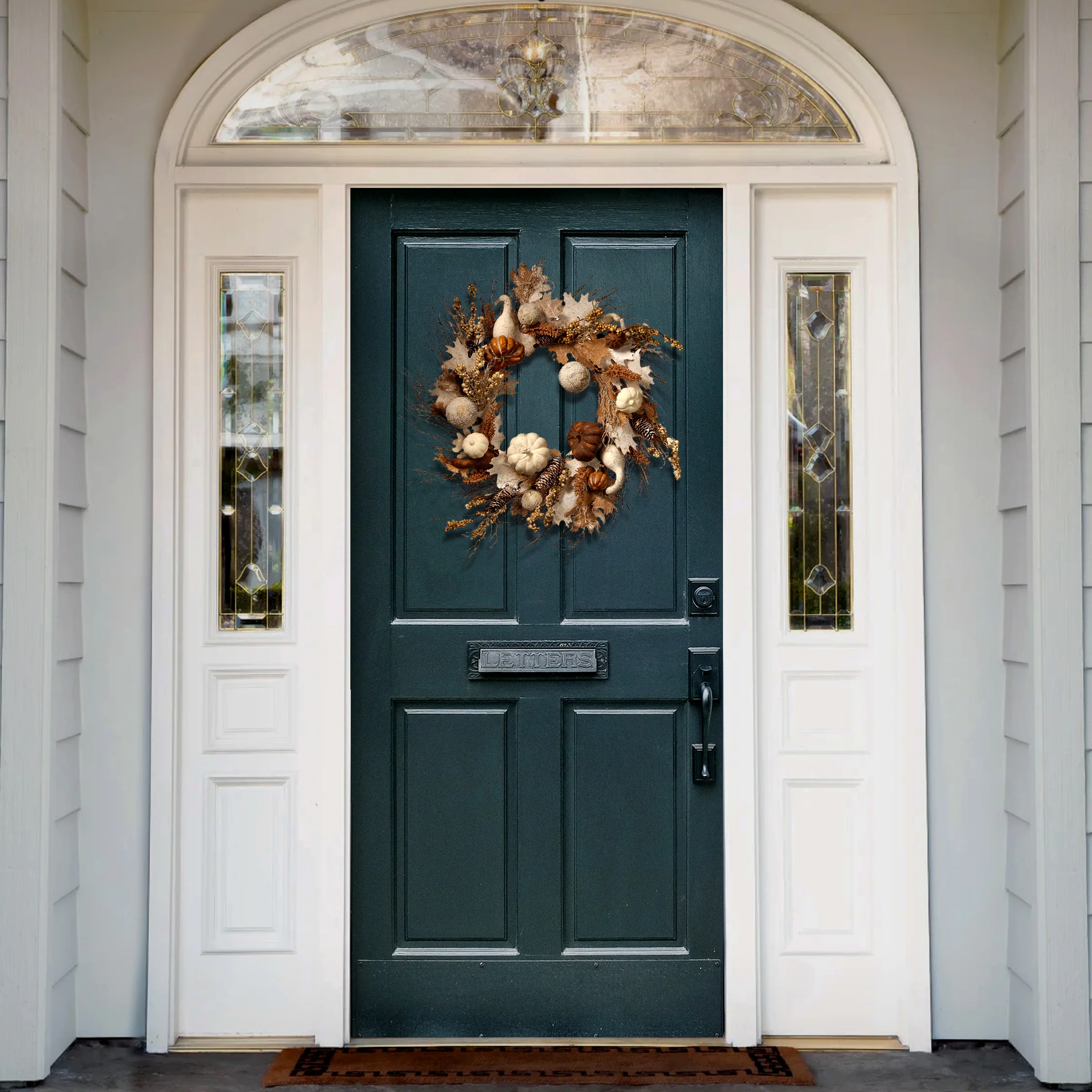 28 in. White Accent Autumn Wreath - Image 2