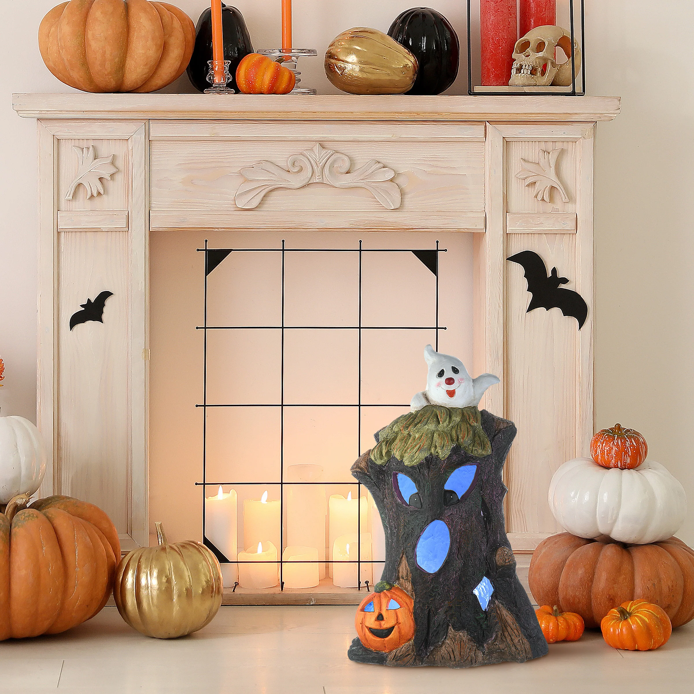 18 in. Halloween Haunted Tree Trunk Decoration with LED Lights - Image 2