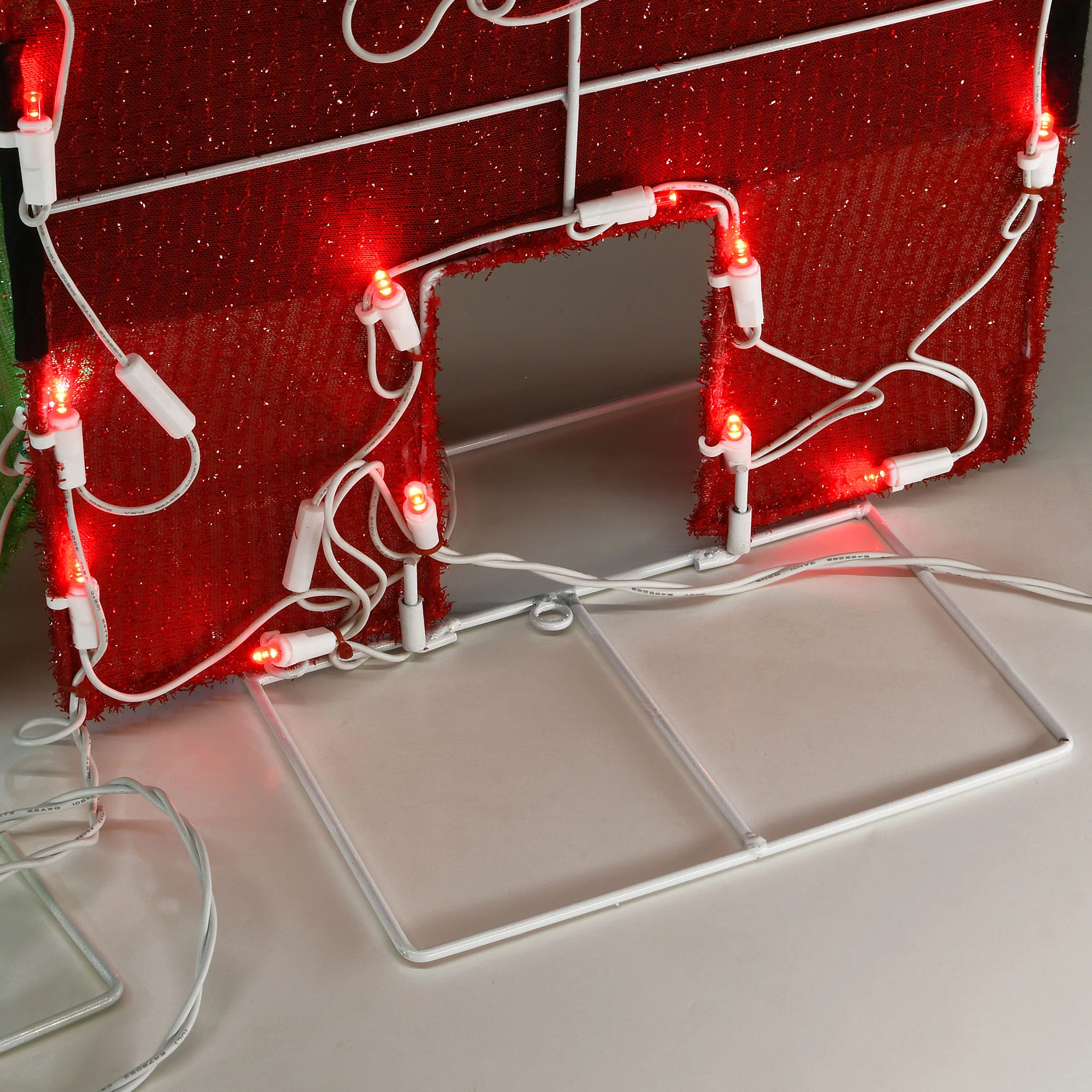 23 in. Tinsel Fabric HO HO HO Sign with Red and Cool White LED Lights, Plug-In - Image 2
