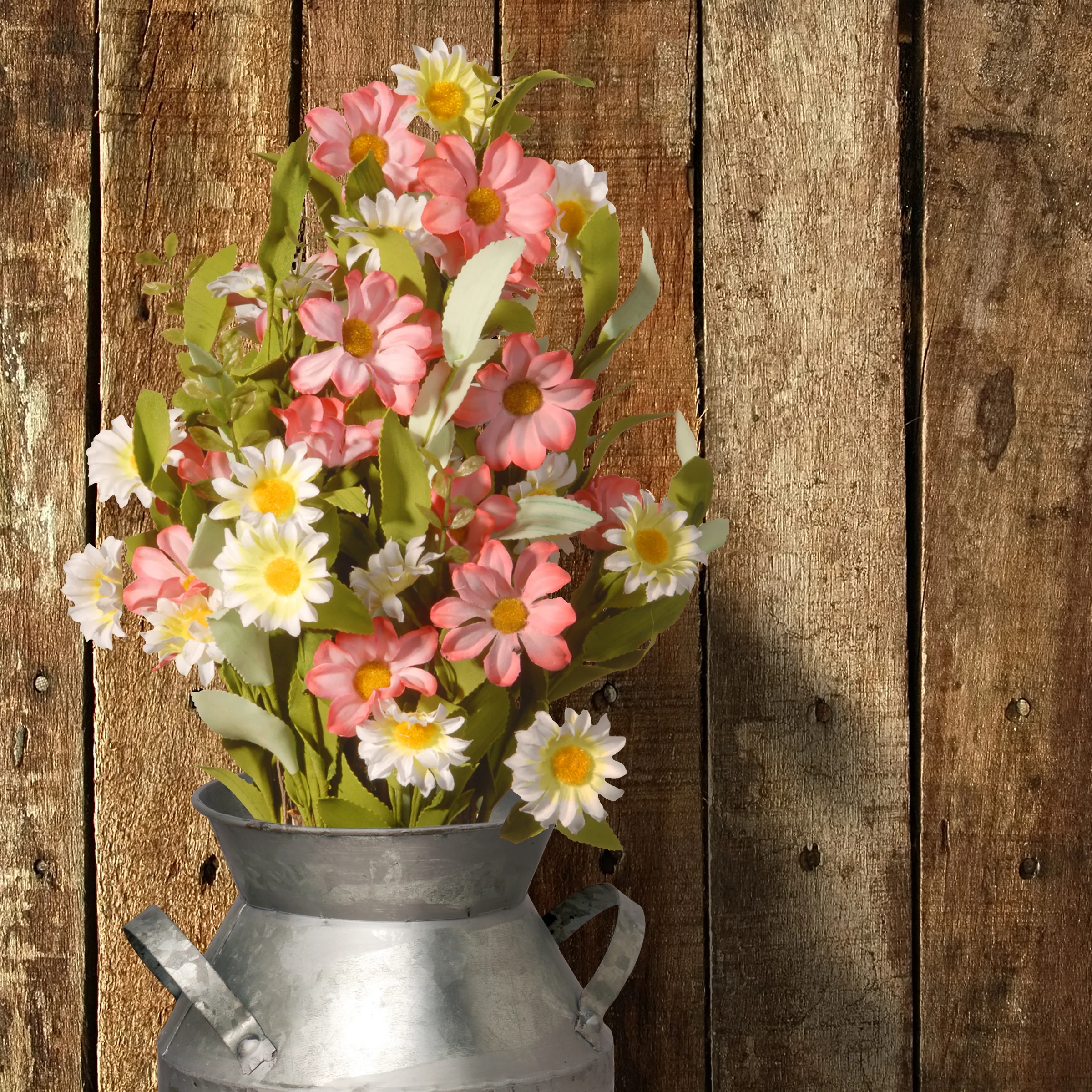 16 in. Spring Bouquet with Pink and White Daisy Flowers - Image 2