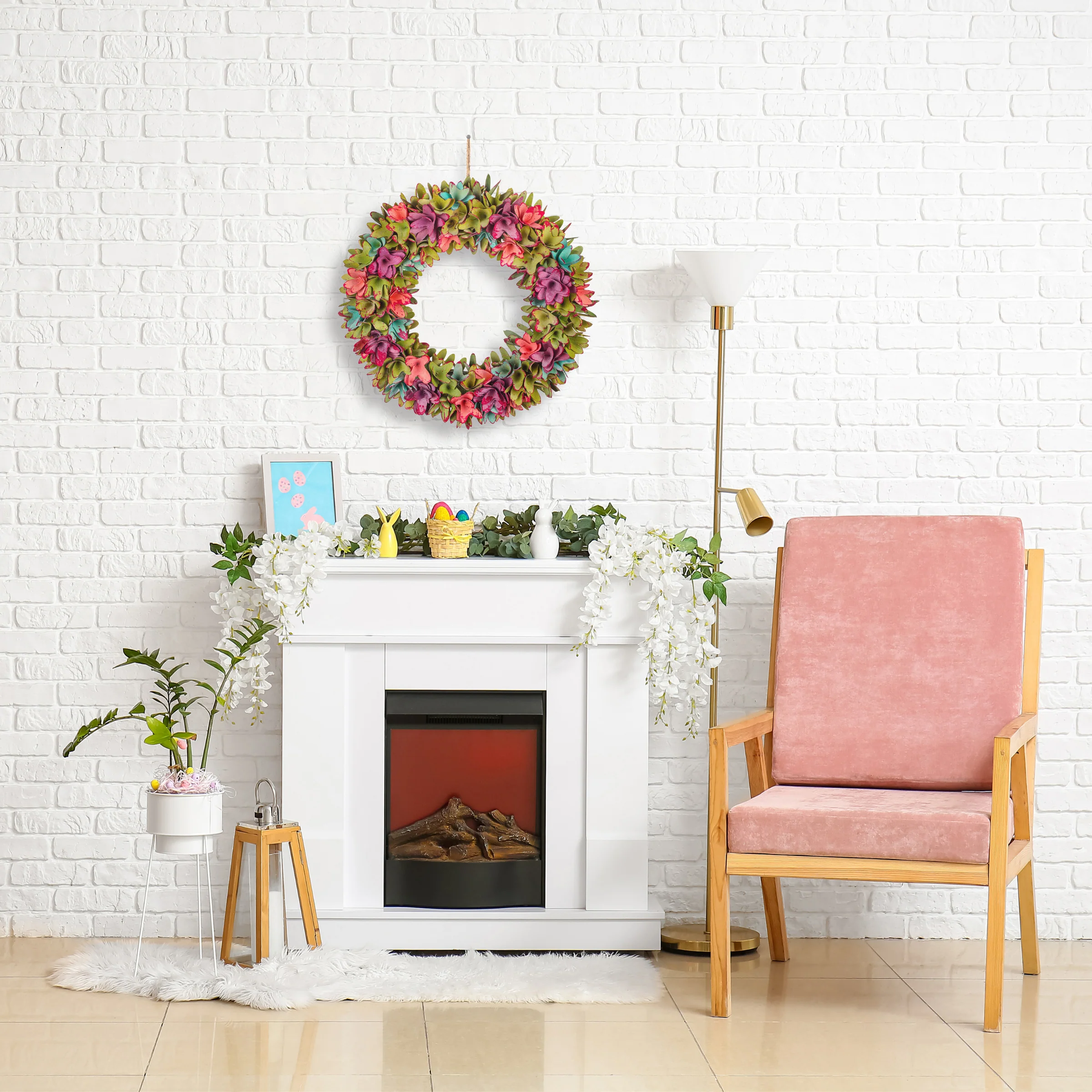 18 in. Spring Floral Pastels Wreath - Image 2