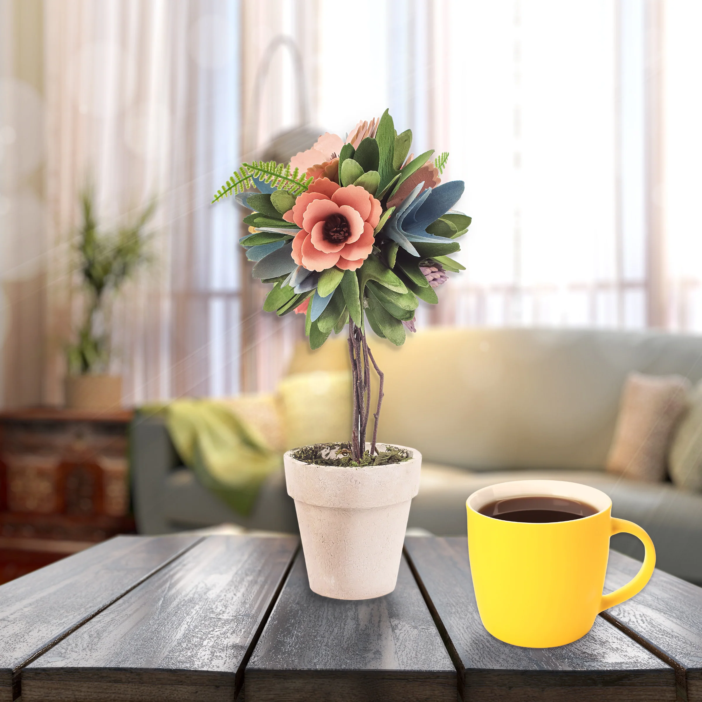 12 in. Spring Multicolor Floral Topiary Decor - Image 2