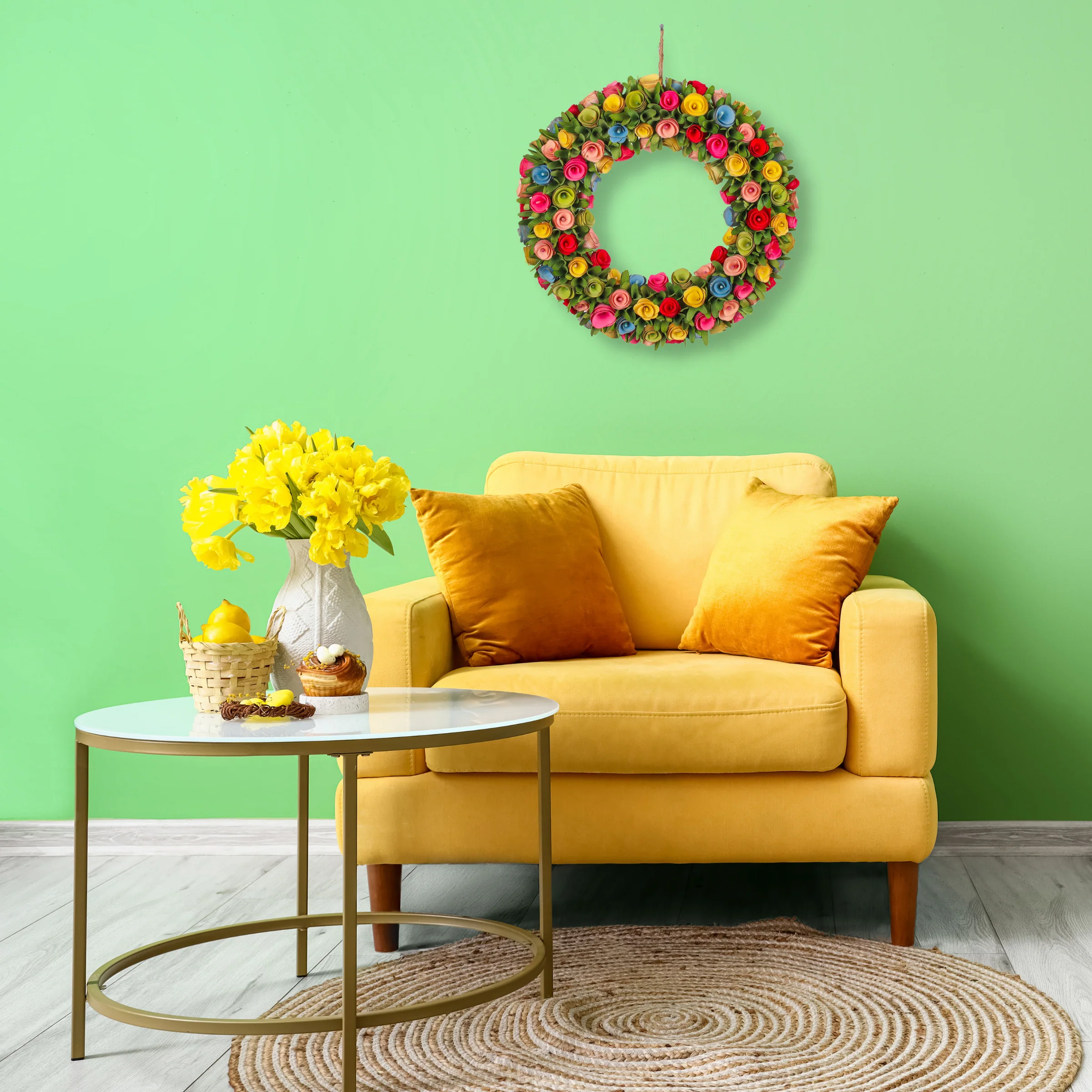 18 in. Spring Multicolor Floral Wreath - Image 2