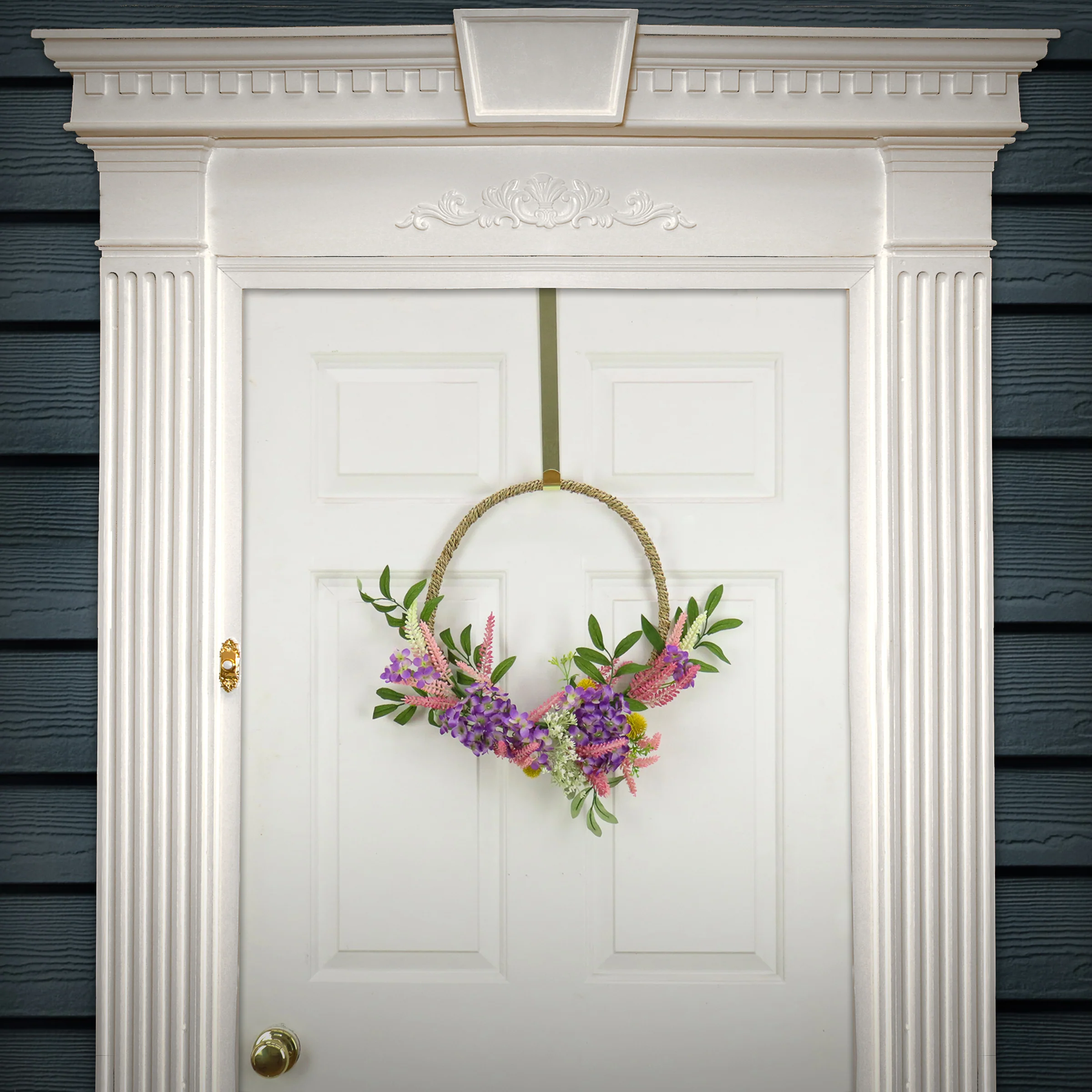16 in. Spring Hoop Wreath with Lavender and Blossom - Image 2