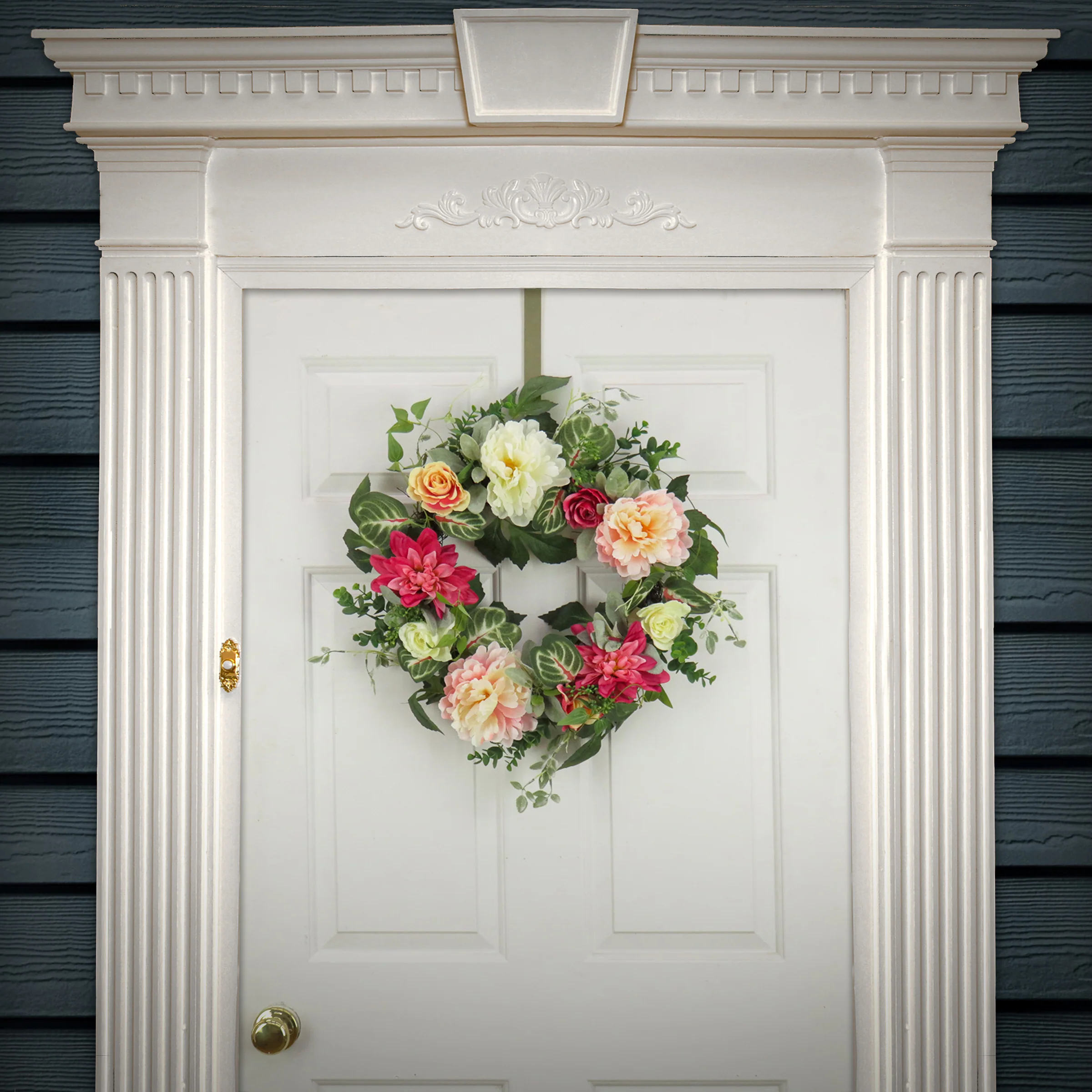 22 in. Spring Wreath with Mixed Garden Flowers and Foliage - Image 2
