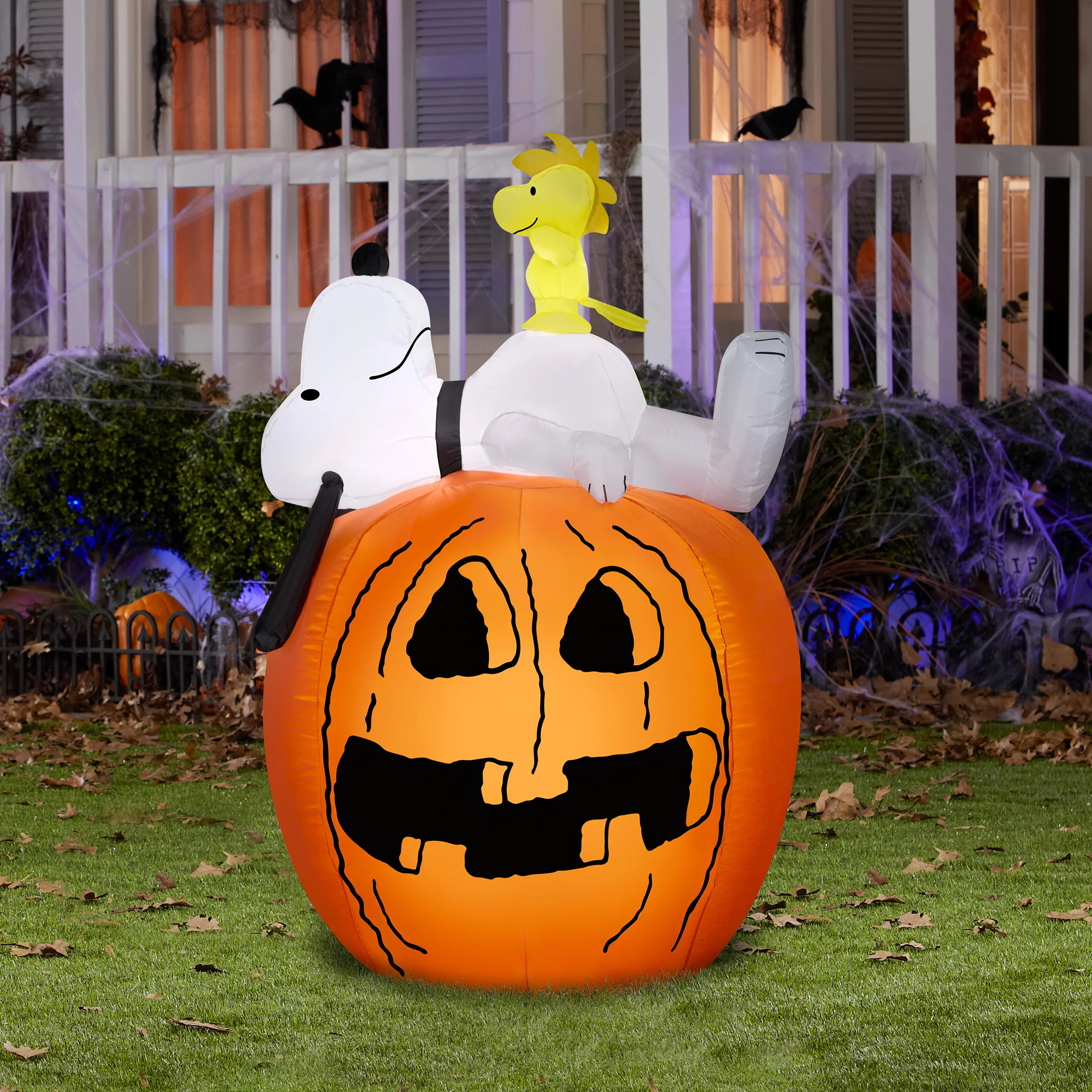 54 in. Halloween Snoopy and Woodstock Inflatable Decoration - Image 2