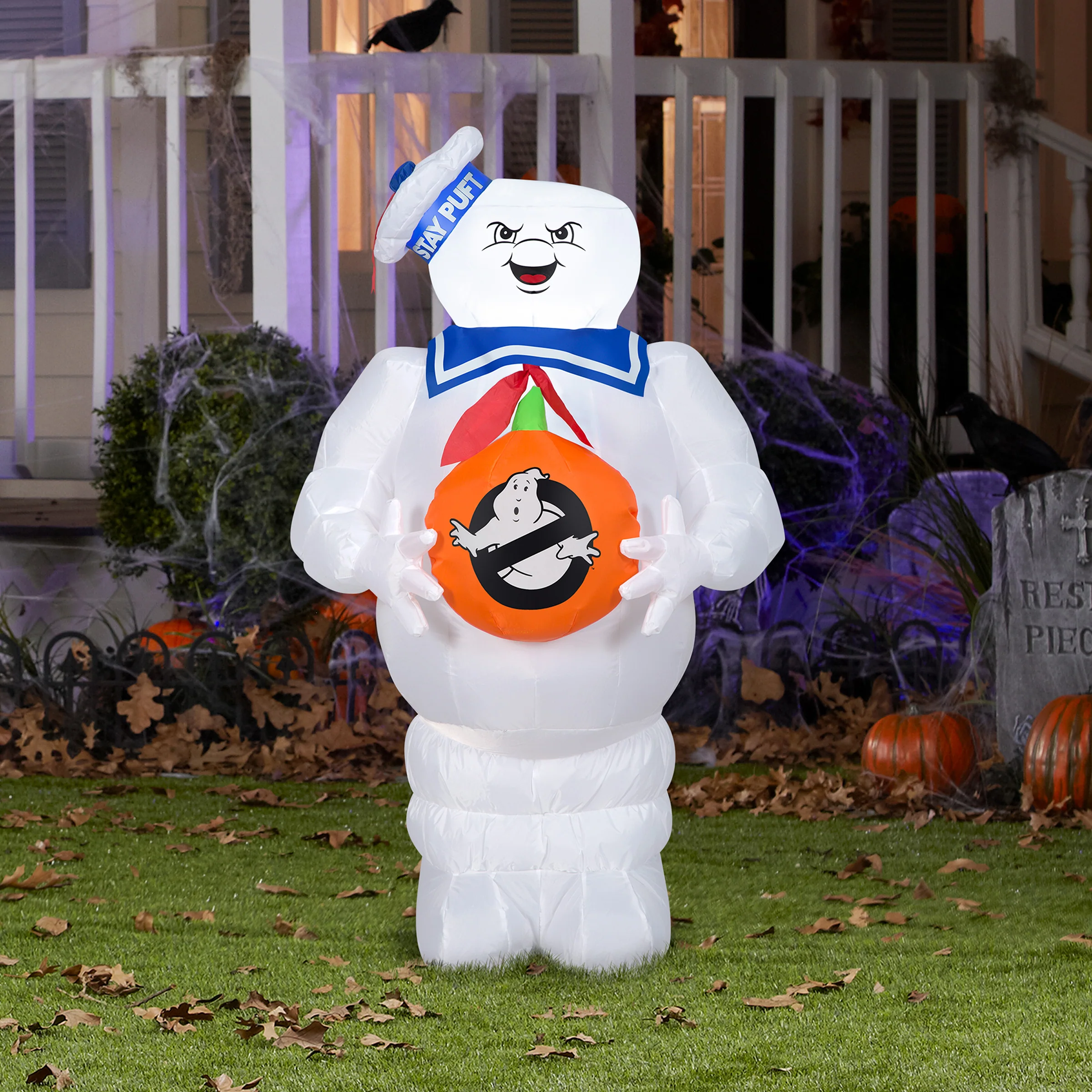 42 in. Halloween Ghostbusters Marshmallow Man Inflatable Decoration, Plug-In - Image 2