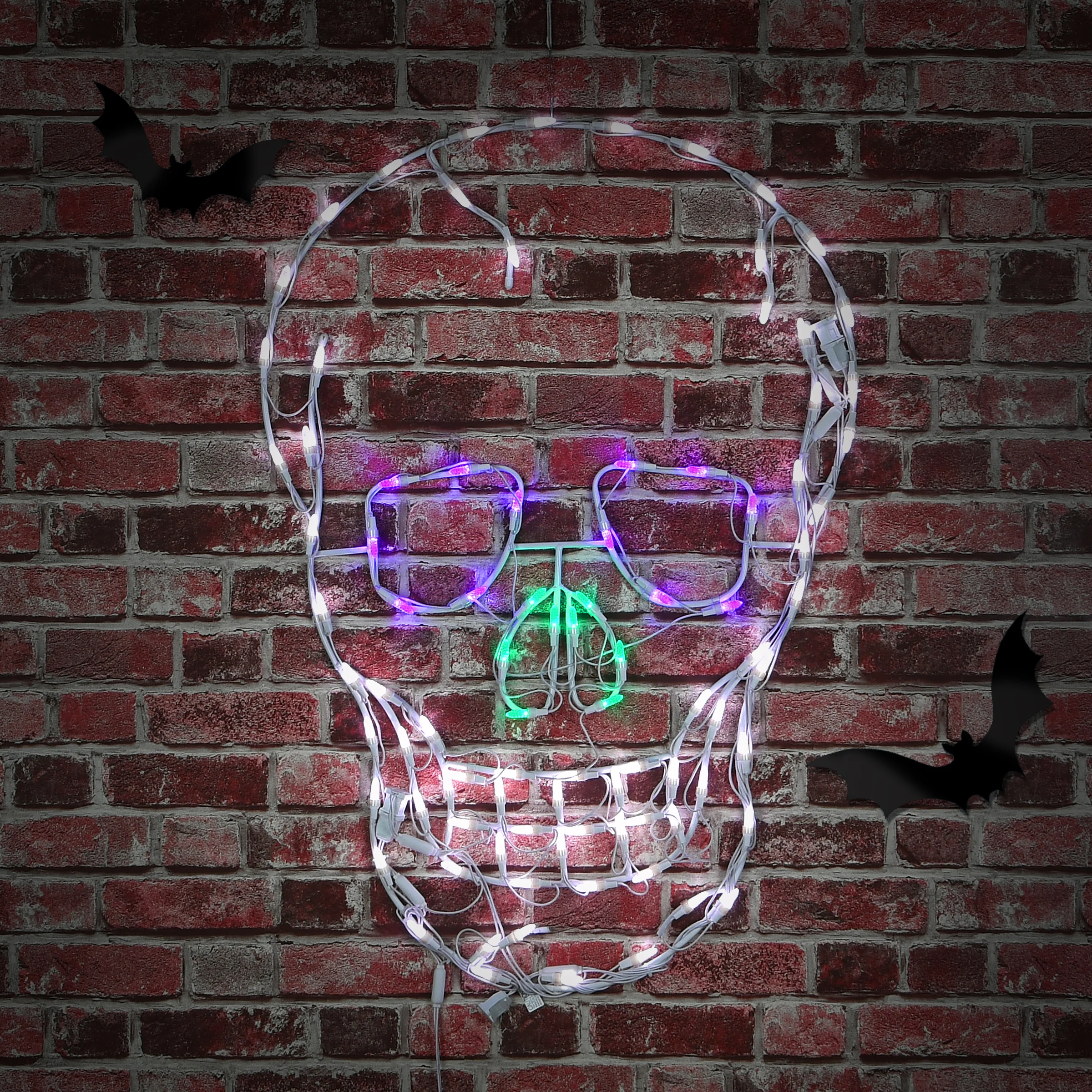 37 in. Halloween Skull Lighted Sign Decoration with LED Lights, Plug-In - Image 2