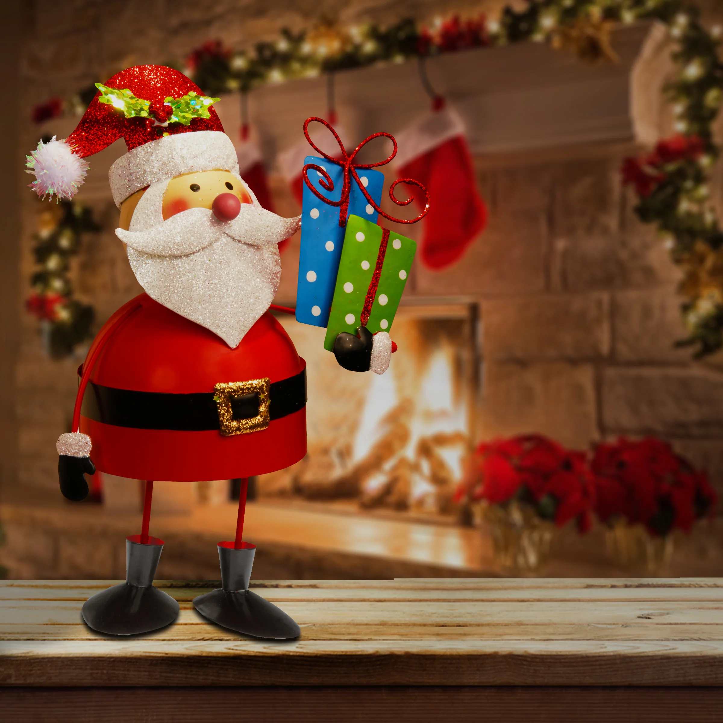 10 in. Metal Bobble Santa - Image 2