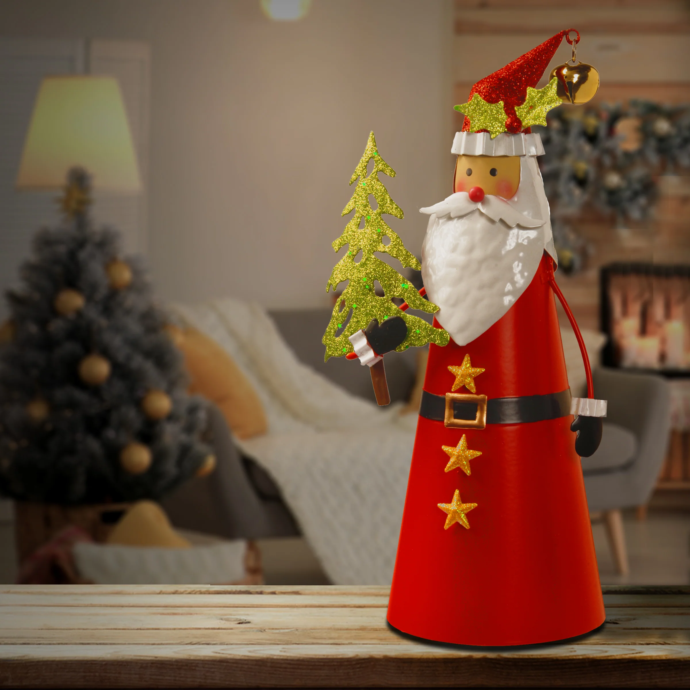 12 in. Metal Santa Character - Image 2