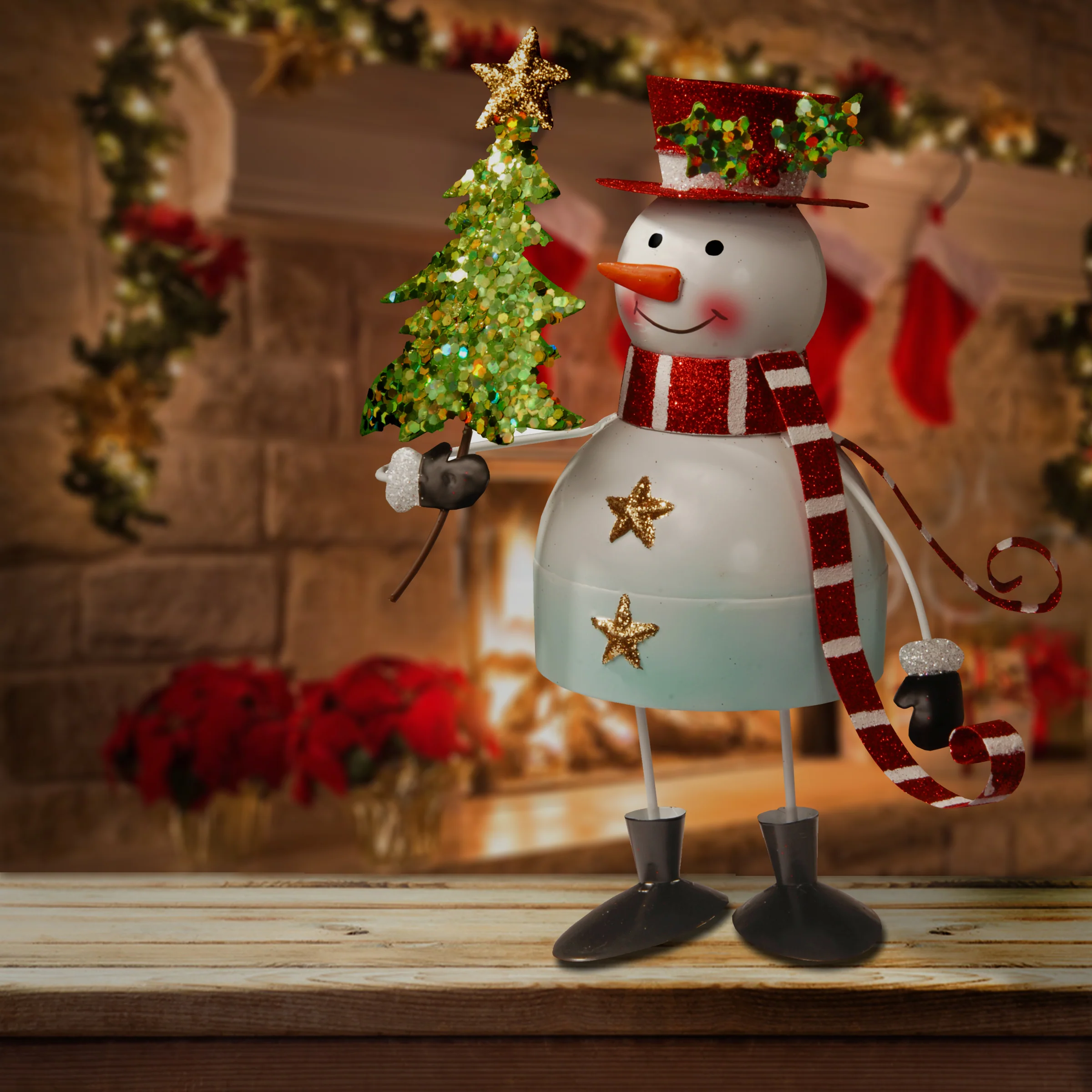 10 in. Metal Bobble Snowman - Image 2