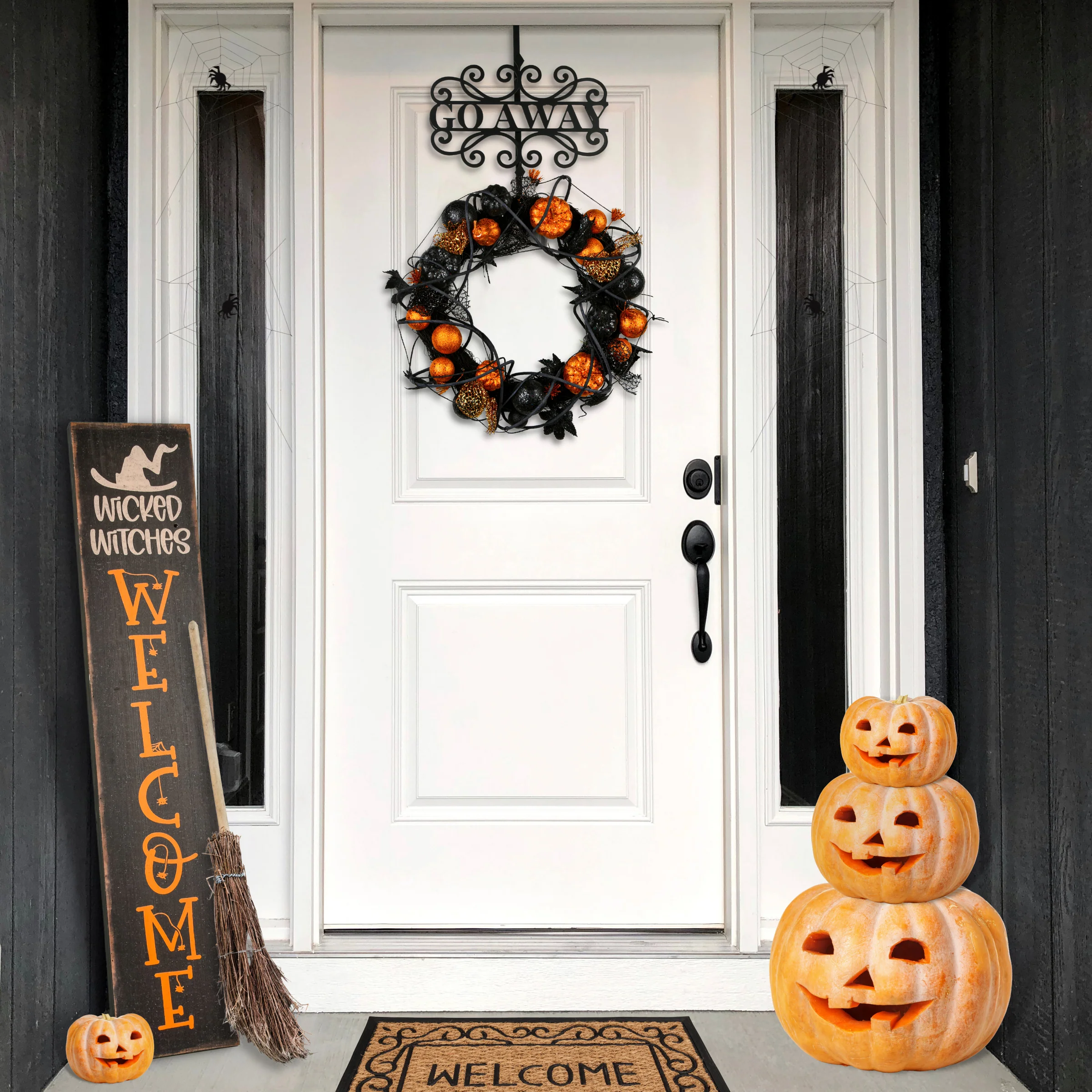 17 in. Halloween Go Away Metal Wreath Hanger - Image 2