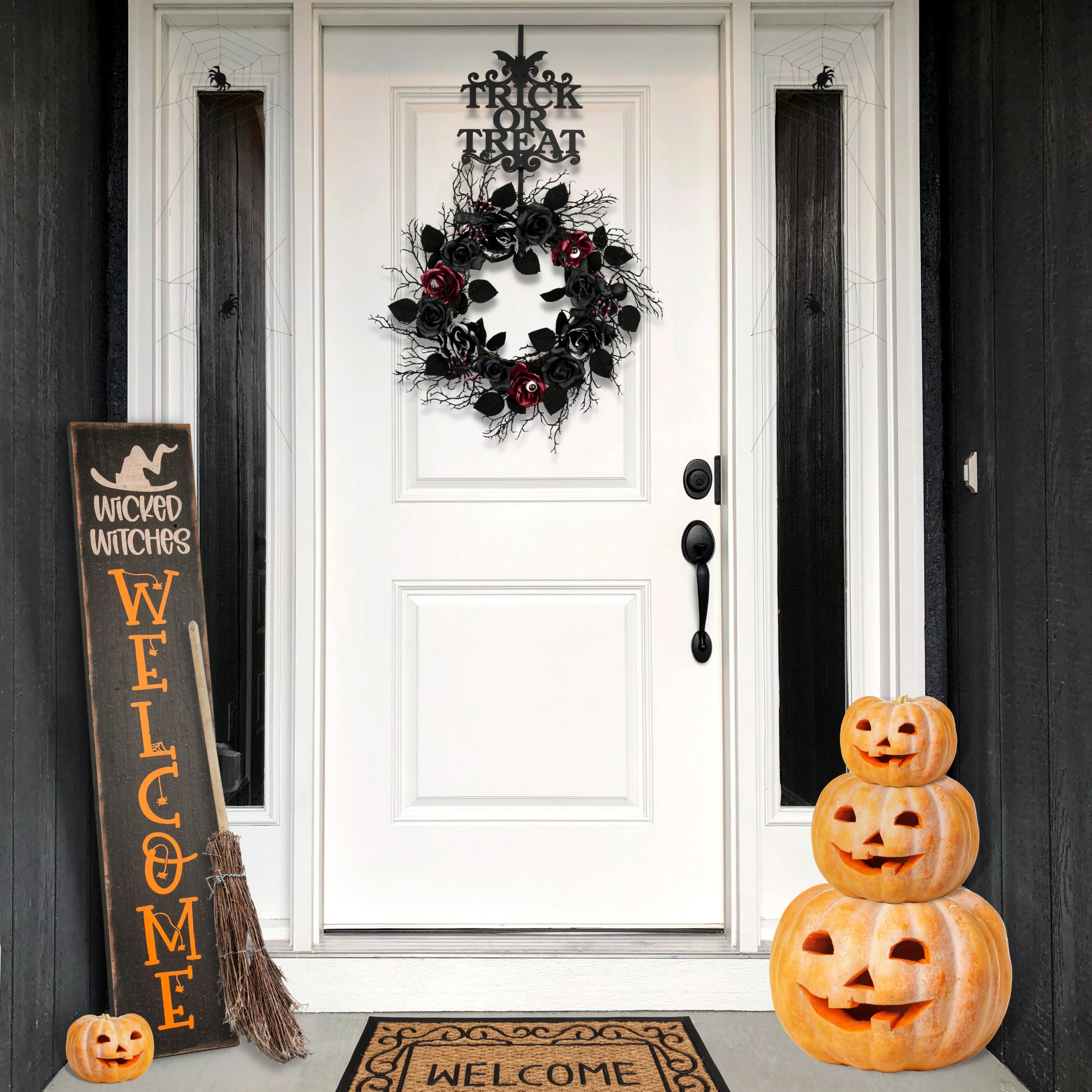 19 in. Halloween Trick or Treat Metal Wreath Hanger - Image 2
